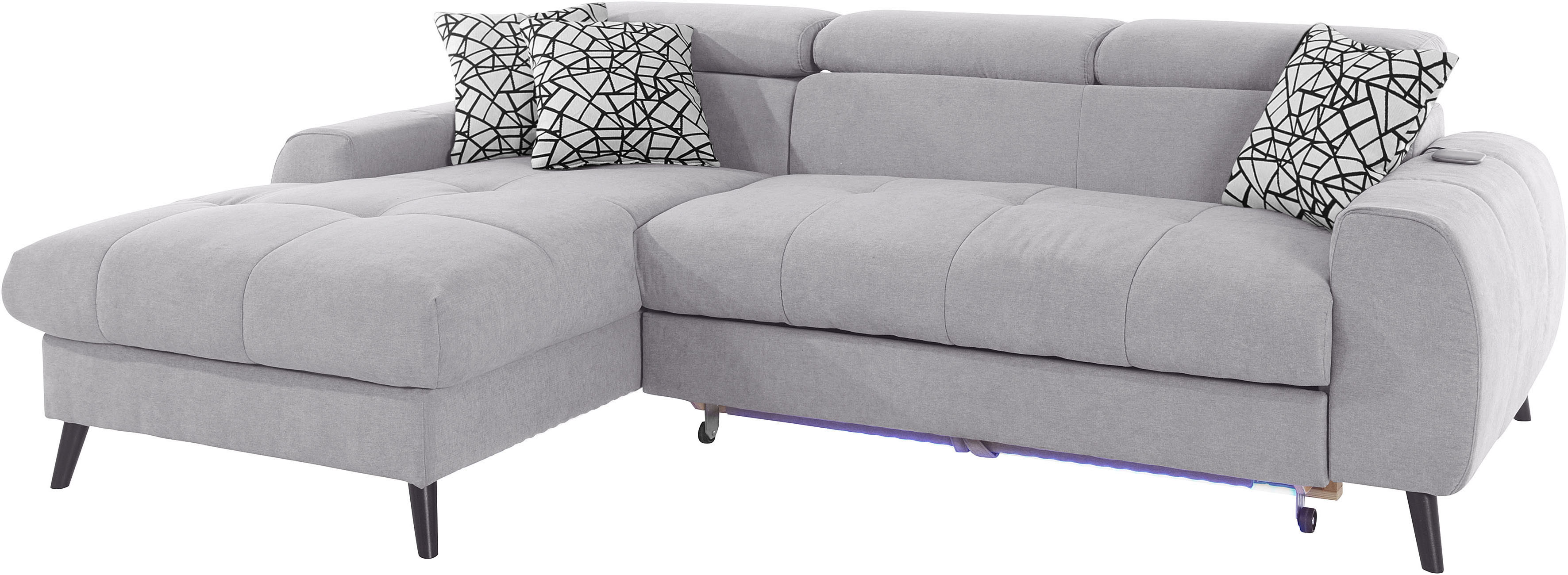 Thumbnail - COTTA Ecksofa "Mia L-Form mit 3 Zierkissen", wahlweise mit Bettfunktion, Bettkasten, Beleuchtung & Wireless-Charger