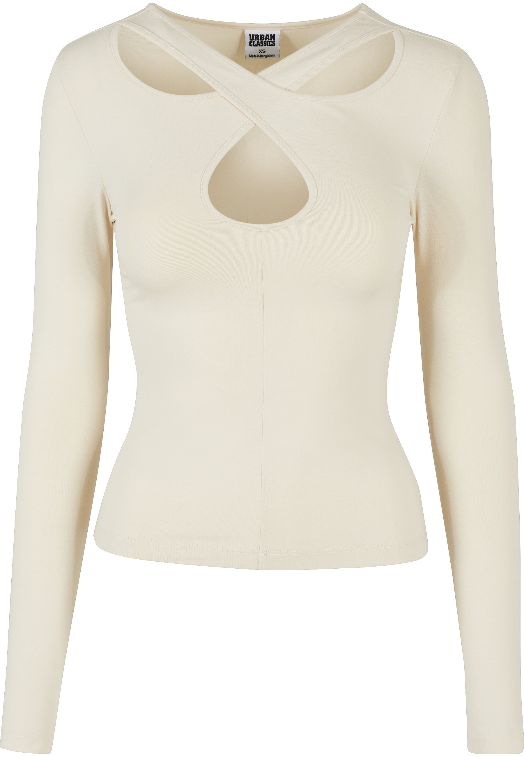 URBAN CLASSICS Langarmshirt "Urban Classics Damen Ladies Crossed Cut Out Longsleeve" 1 Stk.