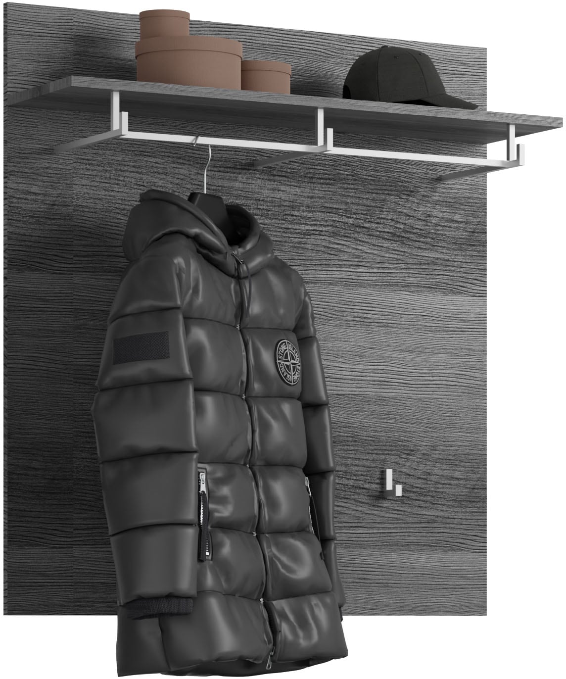 INOSIGN Garderobenpaneel »Siena, Breite 90 cm, 3 Haken, 1 Kleiderstange, 1 Ablageboden«, (1 St.), Scout, Garderobenpaneel, 3 Haken, 1 Kleiderstange, Flur, Diele