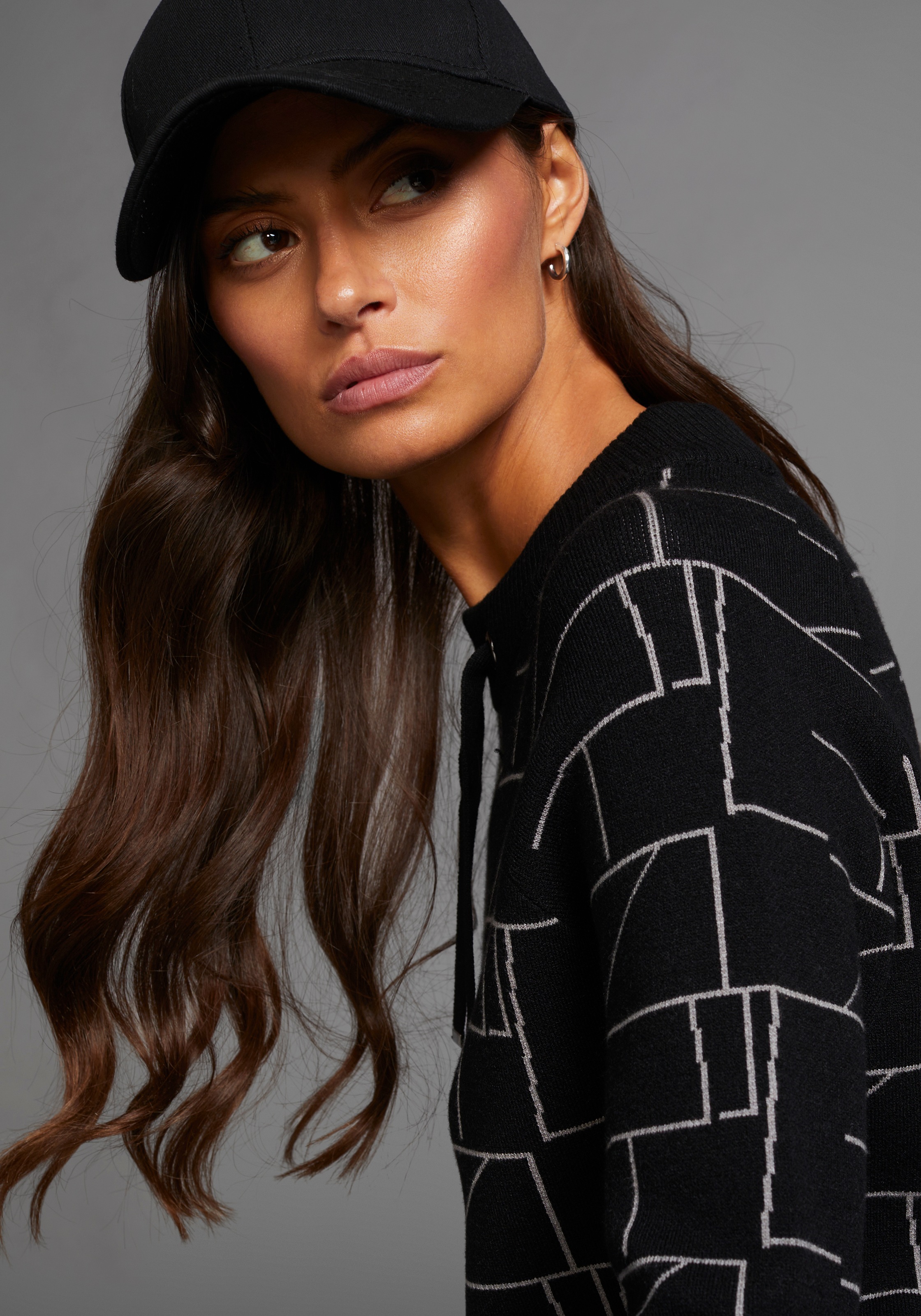 Thumbnail - Laura Scott Strickkleid aus kuscheligem Jacquardstrick mit Grafik-Motiv