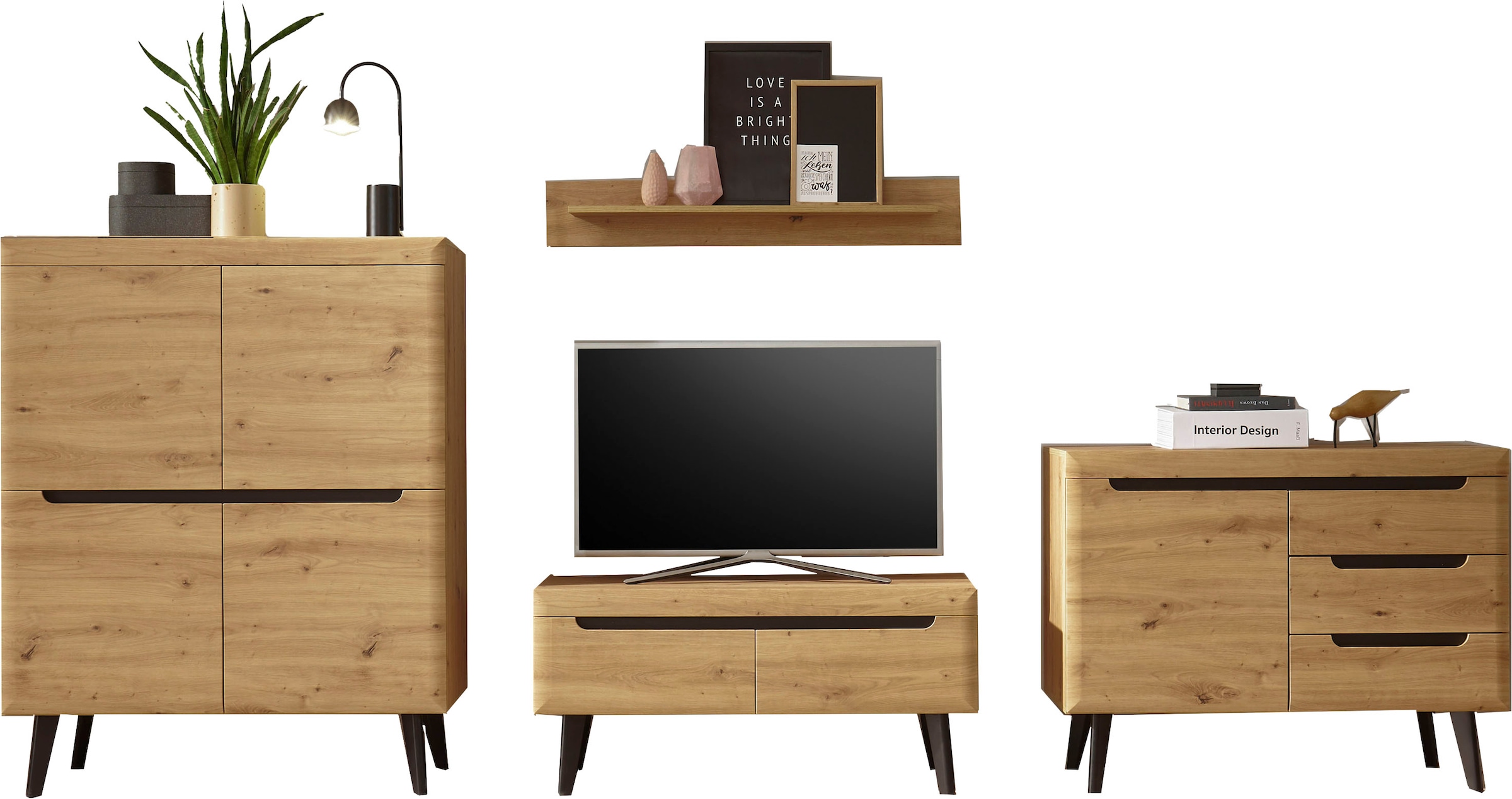 Home affaire Wohnwand »Torge, Anbauwand, Schrankwand, Mediawand, Wohnzimmer-Set« 4 Stk. tlg.