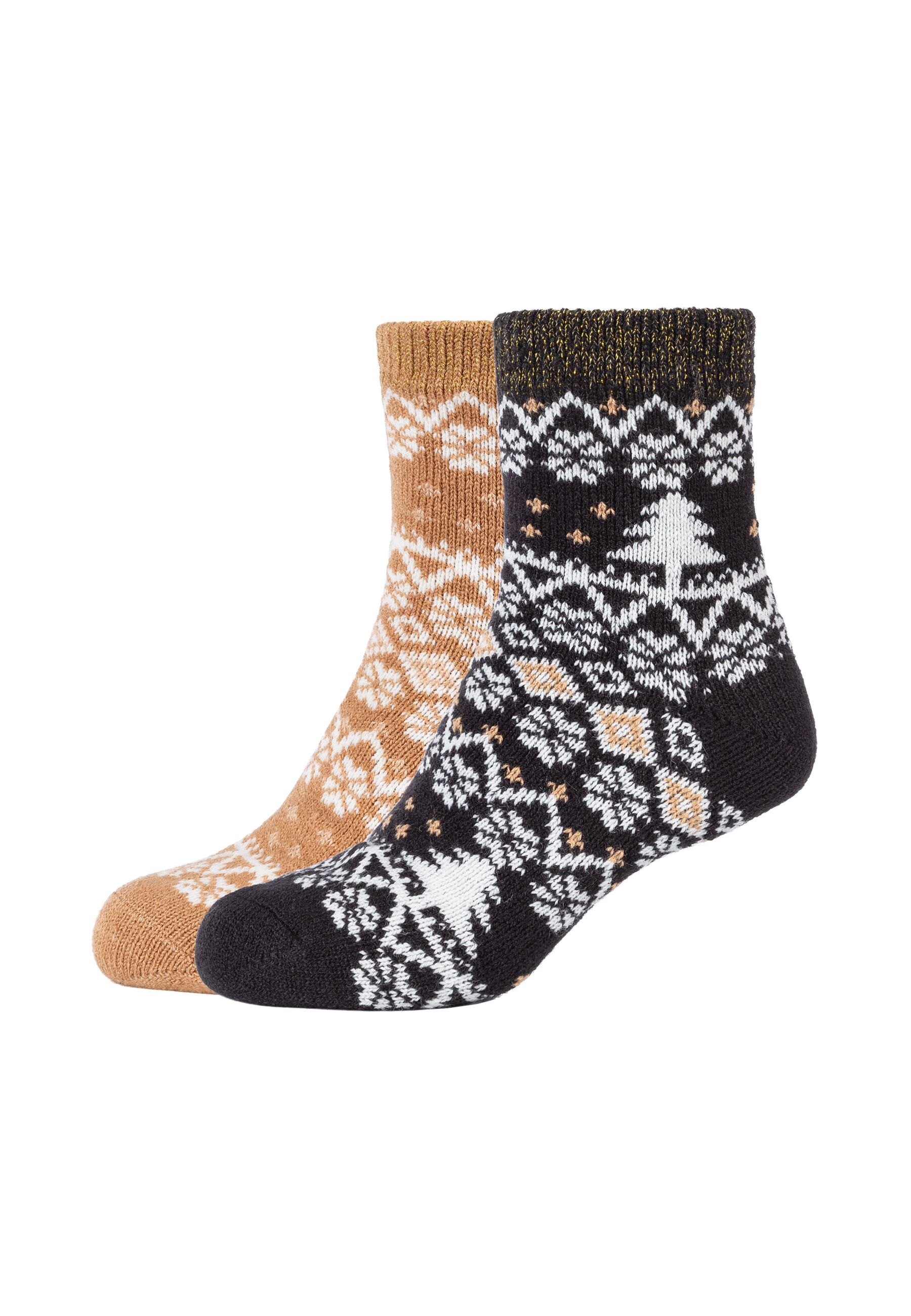 Camano Kurzsocken "cosy norwegian winter 2er Pack" 2er Pack Kuschelig warme Qualität, elegante Lurex-Details