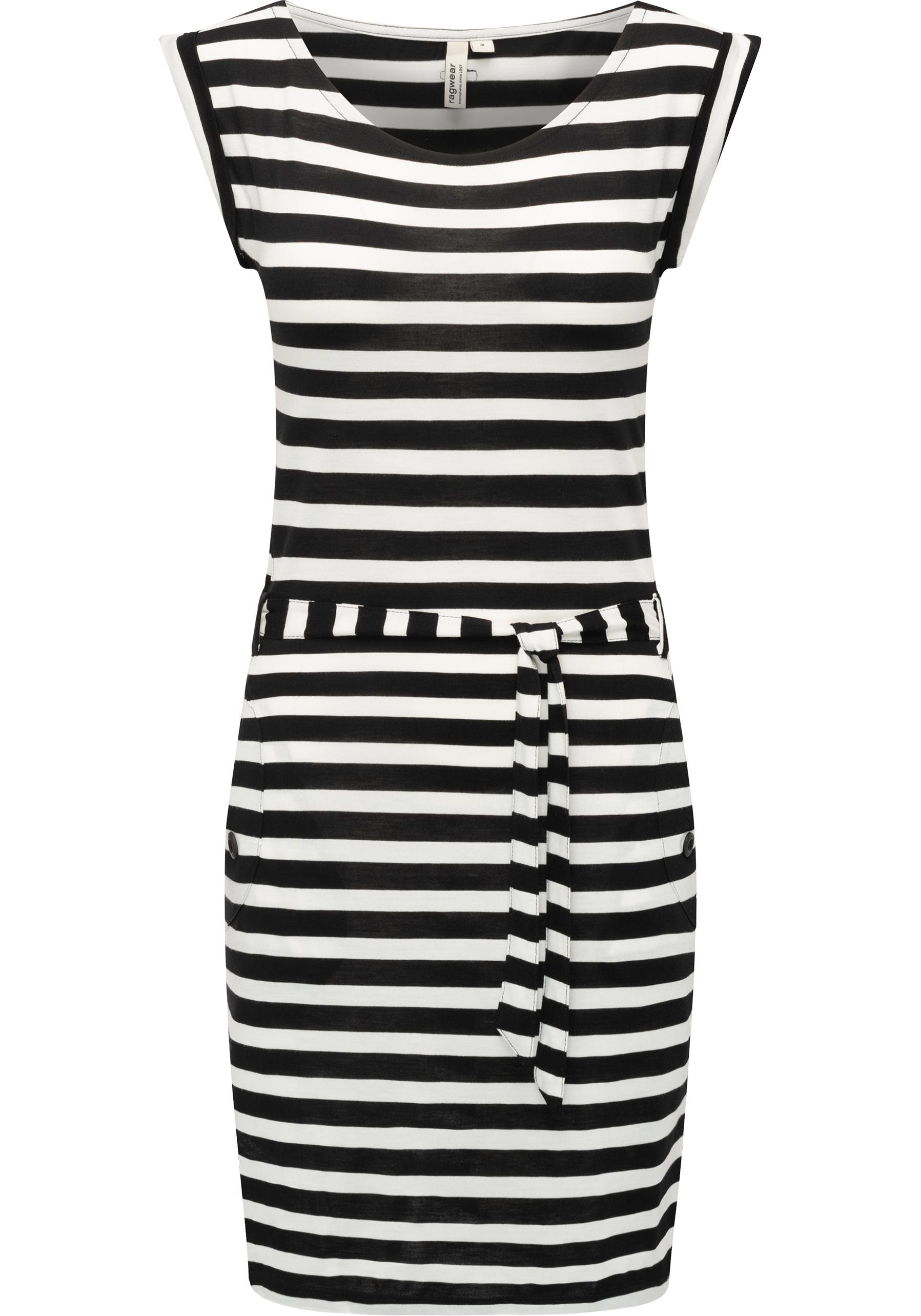 Ragwear Sommerkleid »Tagg Stripes«, gestreiftes Damen Minikleid mit Taillenband und Taschen