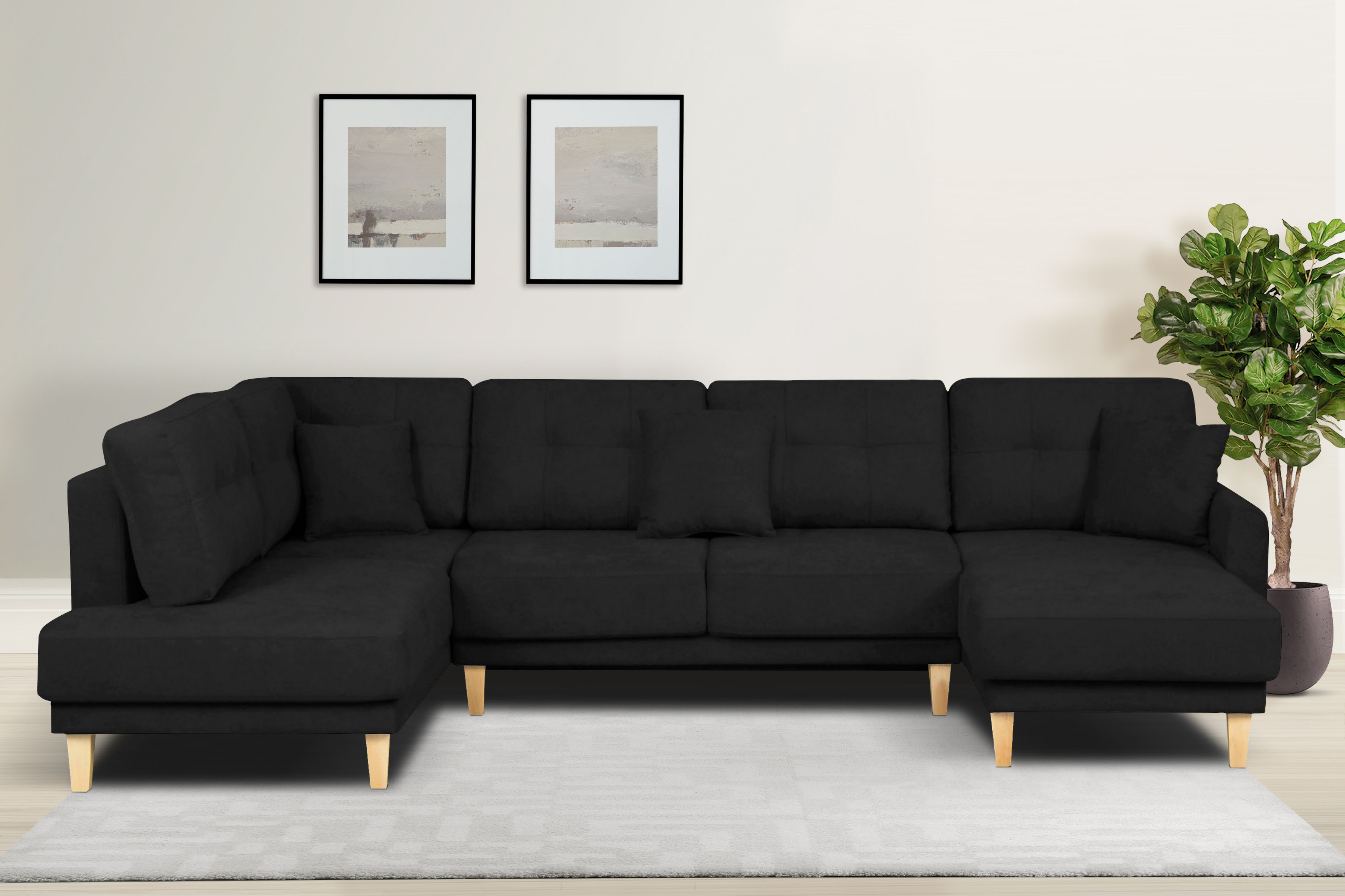 OTTO home Wohnlandschaft "TRIPLO U-Form wahlweise mit Schlaffunktion, B/T/H: 310/192/90 cm" Schlafsofa, auch mit Bettkasten, Steppung im Rückenkissen