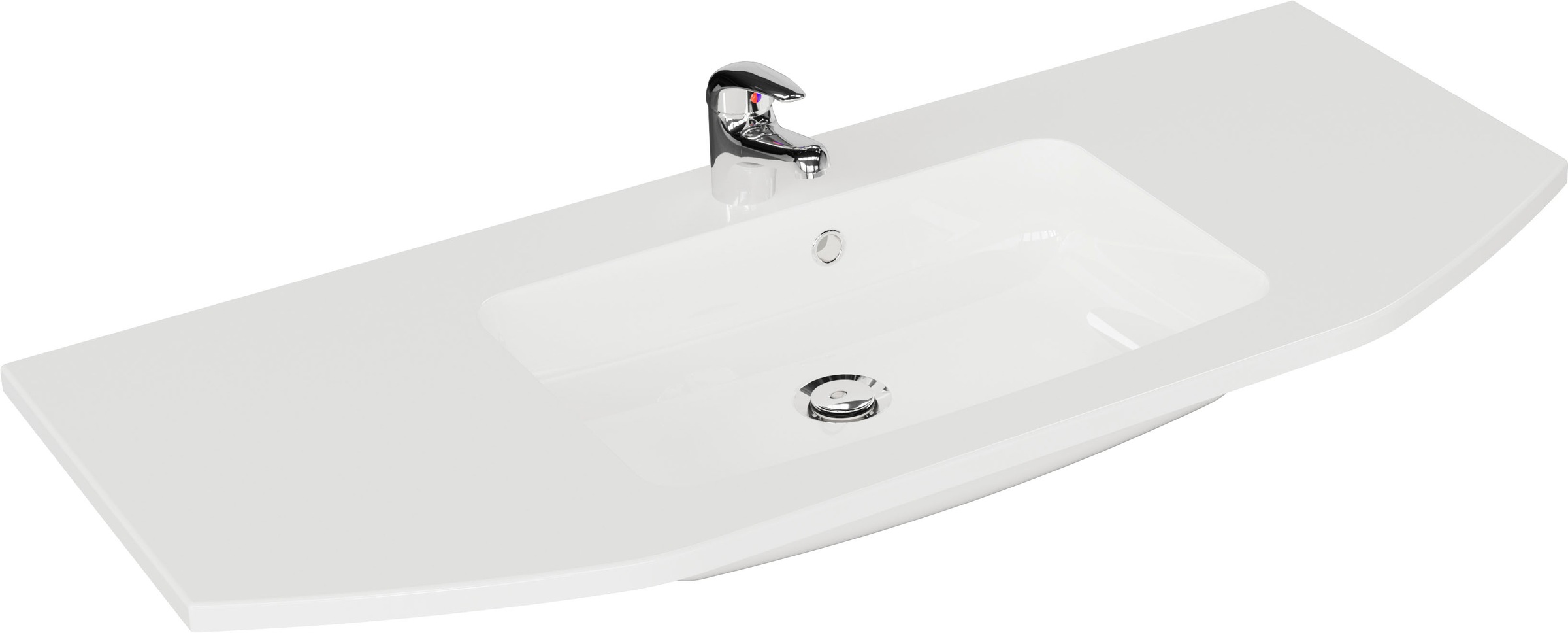 Saphir Badmöbel-Set »Quickset 3-teilig, Mineralmarmor-Waschtisch und LED-Spiegelschrank«, (4 St.), mit Hochschrank, inkl. Türdämpfer, 7 Türen, 1 Klappe, 2 Schubladen