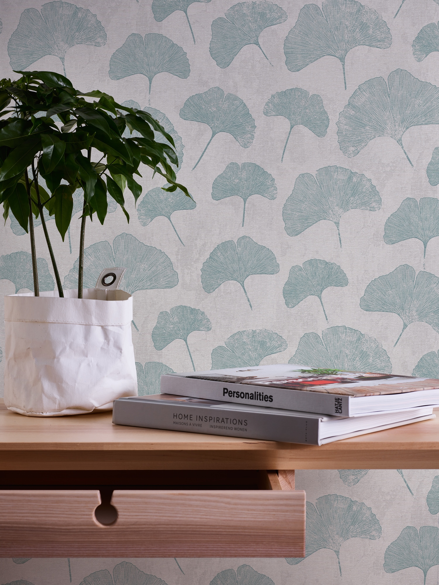 A.S. Création Vliestapete »Ginko Blatt Tapete« gemustert | matt | neutral strukturiert Tapete Floral Blättertapete Tapeten Wohnzimmer Schlafzimmer Küche Flur