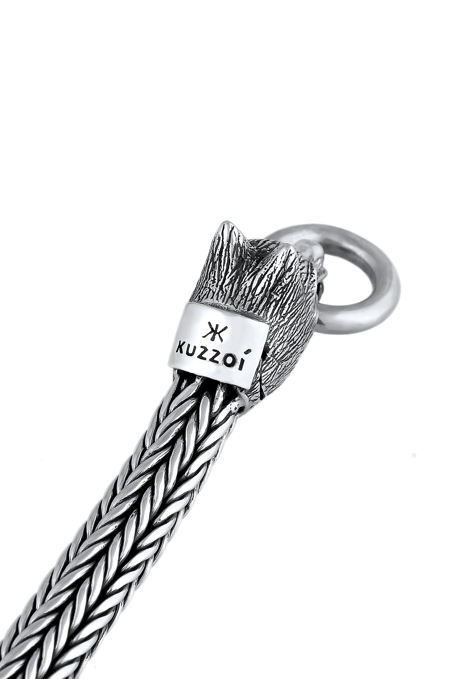 Kuzzoi Armband »Herren Wolfskopf Ringverschluss Rund 925 Silber«
