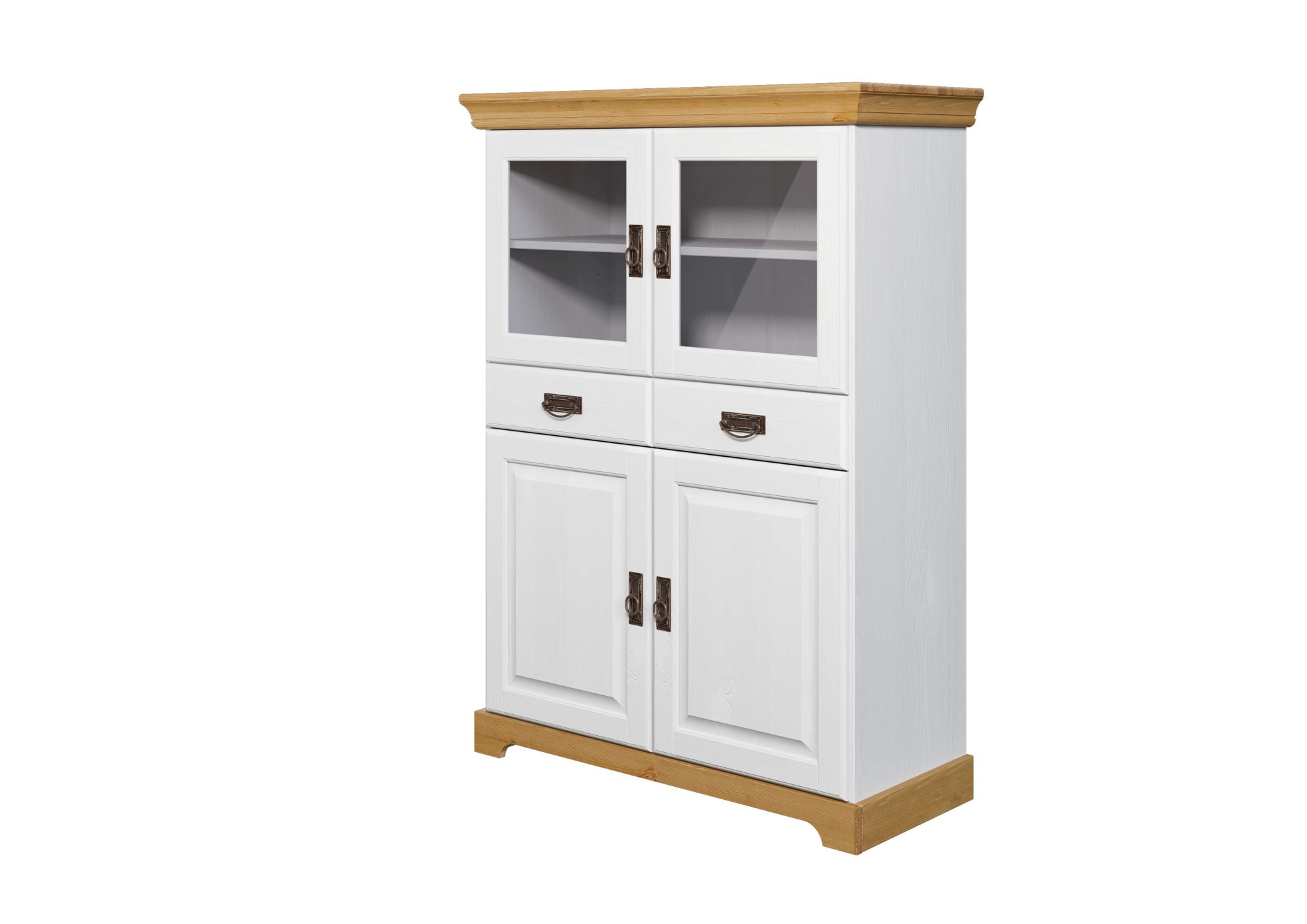 OTTO home Highboard "Rügen" Vitrine im Landhausstil, zertifiziertes Massivholz, Höhe 131 cm