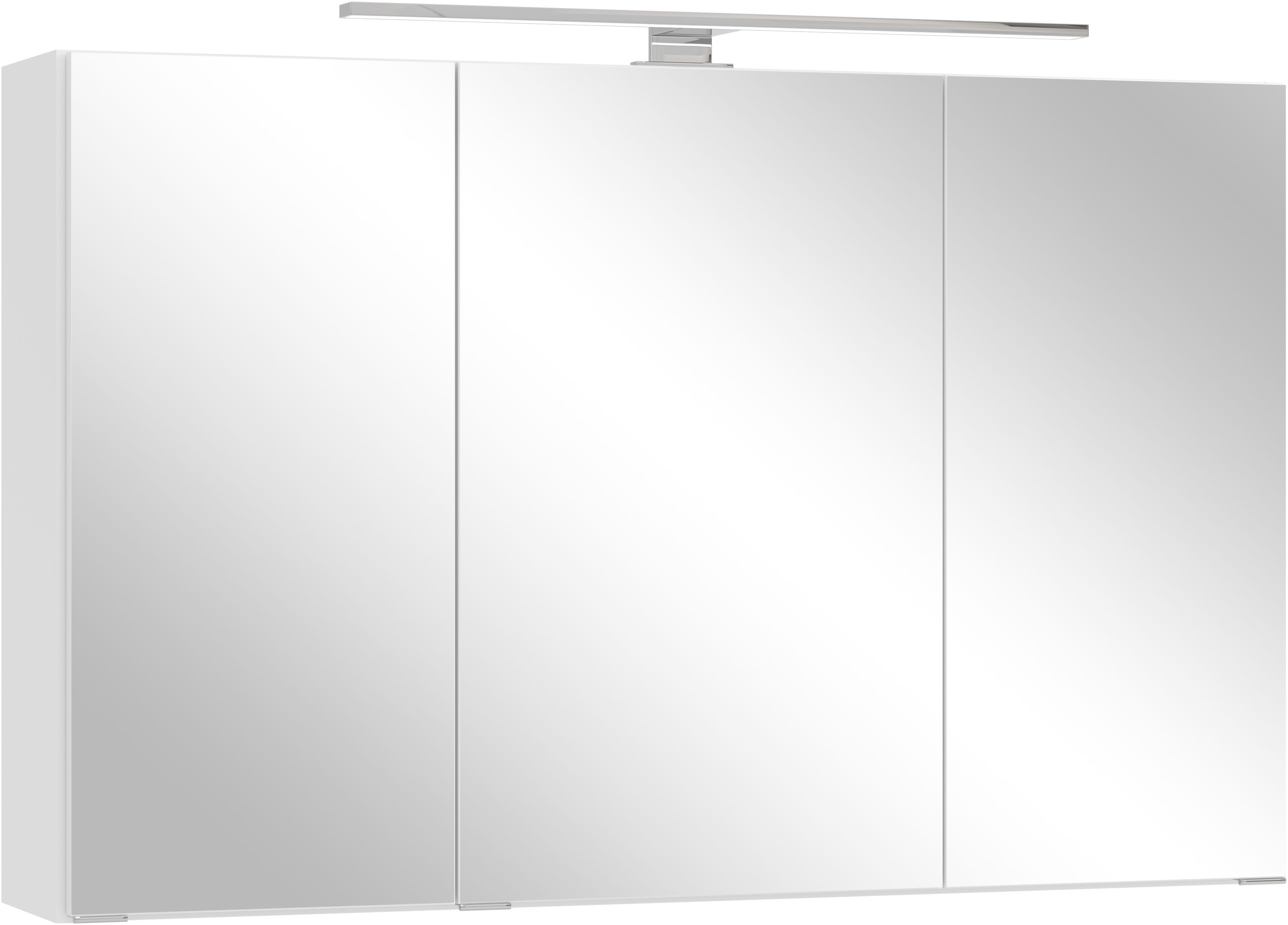 OTTO home Spiegelschrank "BOZEN, 3D-Spiegelschrank 100 cm" Inklusive LED-Aufbauleuchte, Steckdose und Schalter