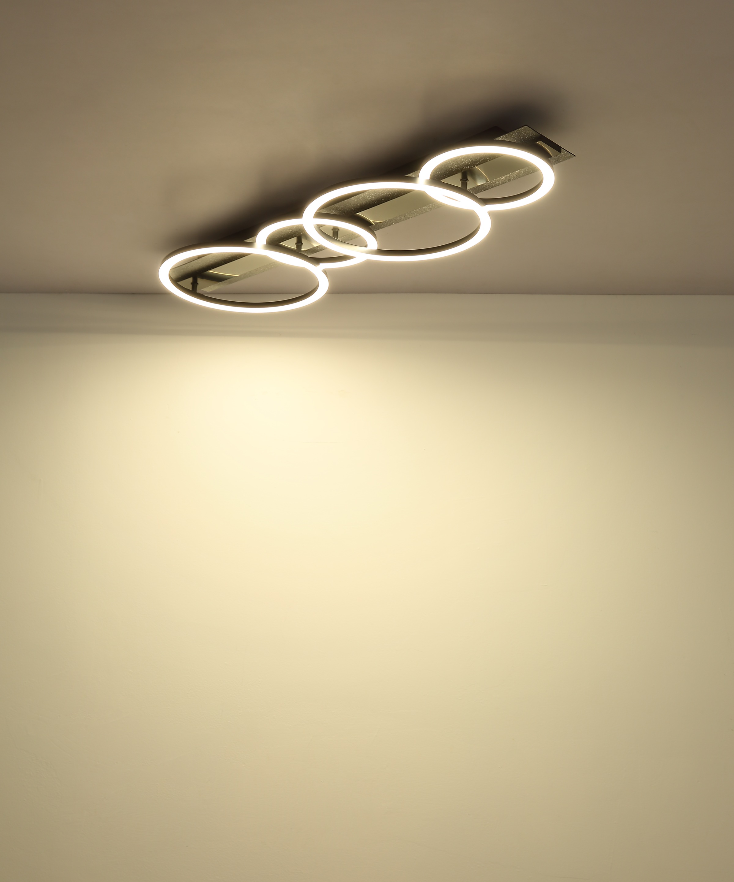 GLOBO LIGHTING Deckenleuchte »NORBERTO« LED-Modul 1 Stk. Warmweiß Deckenleuchte Schwarz/Silber, LED 55W, 3 Stufen Ringe