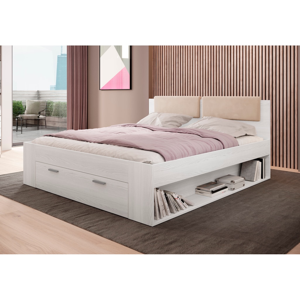 Helvetia Schlafzimmer-Set »Galaxy«, (4 St.), Bett mit gepolsterten Kopfteilen und Stauraumschublade