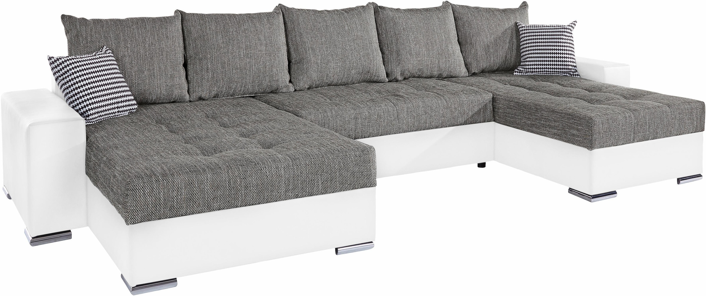 COLLECTION AB Wohnlandschaft »XXL-Josy U-Form, Breite 333 cm, mit 2 Recamieren 77 & 97 cm«, inkl. Bettfunktion, Bettkasten, mit 5 gleich großen Rückenkissen