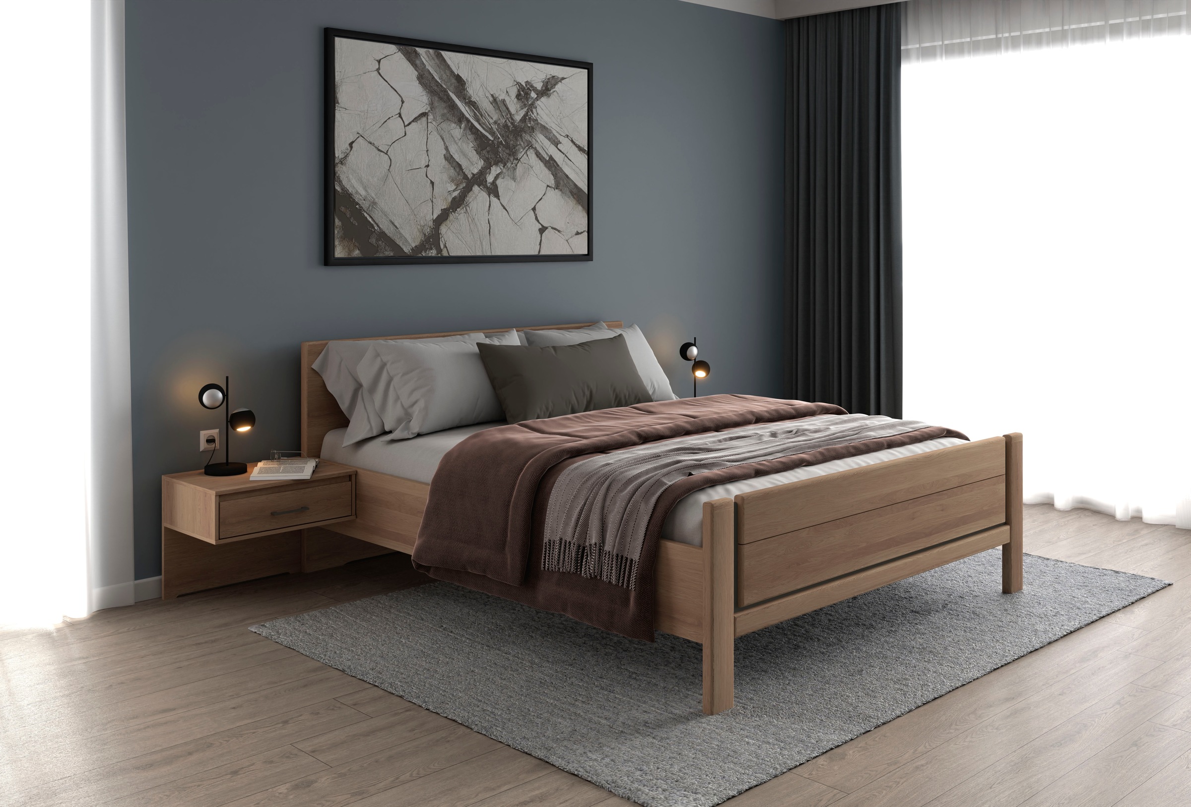 Musterring Holzbett "Sorrent, Bettgestell, Bettrahmen, teilmassiv Eiche", ( günstig online kaufen