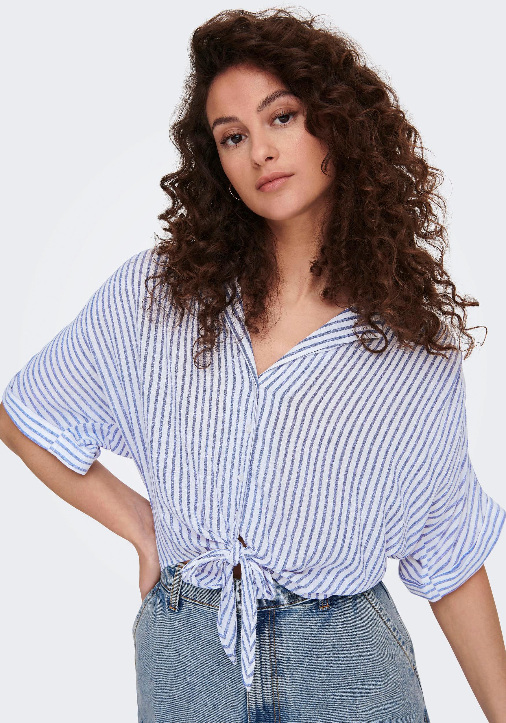 ONLY Kurzarmbluse "ONLPAULA LIFE S/S TIE SHIRT WVN NOOS" Viskose, regular f günstig online kaufen