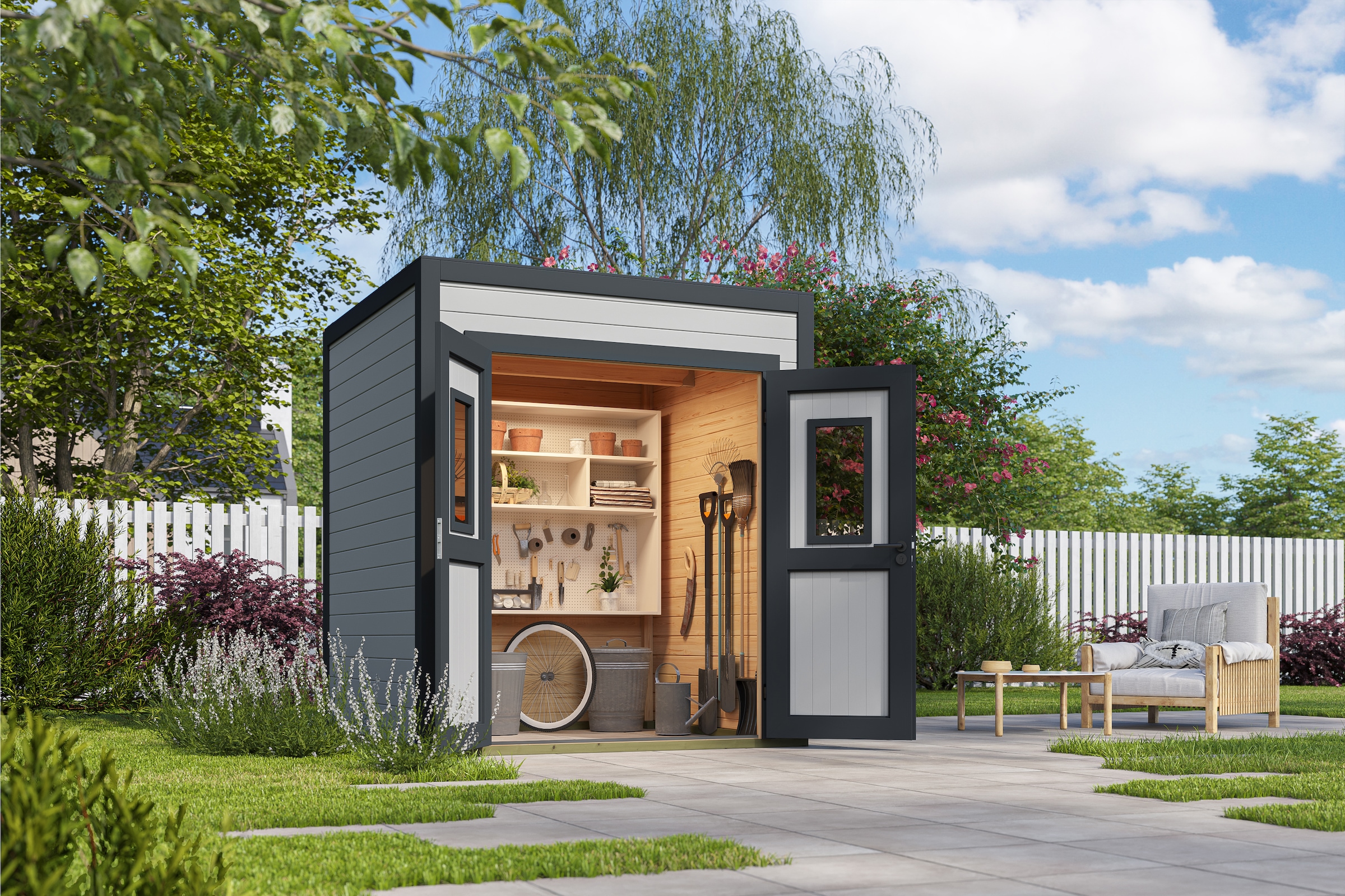 Nordic Holz Gartenhaus "Felix 1", kleiner stilvoller Schuppen mit Flachdach günstig online kaufen