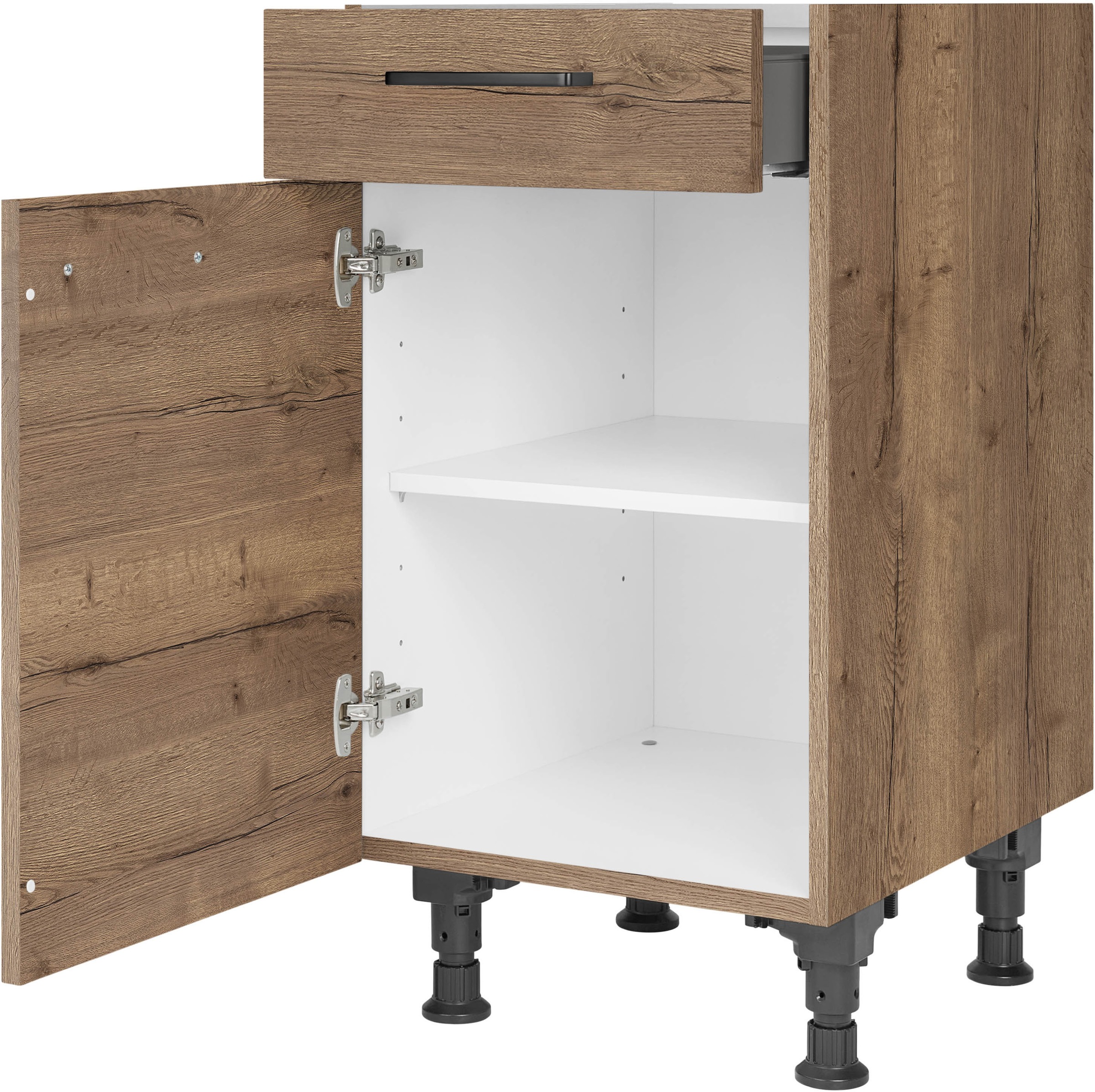 nobilia® Unterschrank »"Structura", Ausrichtung wählbar, vormont., in den Breiten 30, 45 und«, 60 cm Breite, mit höhenverstellbaren Sockelfüßen, vormontiert