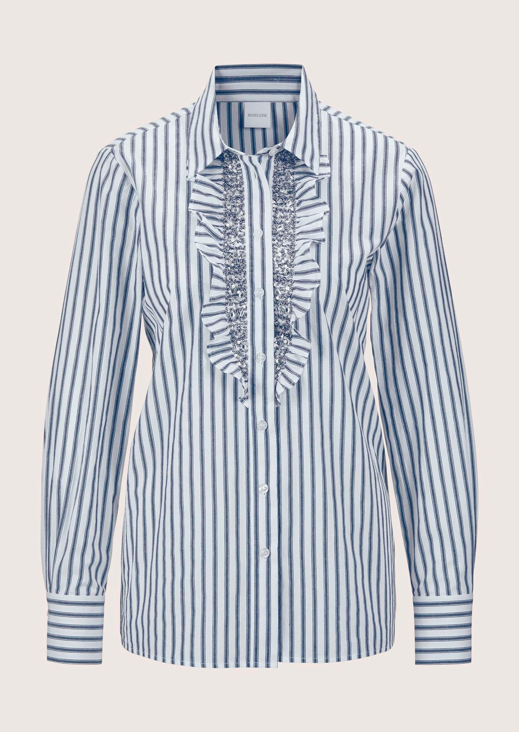 MADELEINE Langarmbluse "Bluse Streifenbluse mit Rüschen"