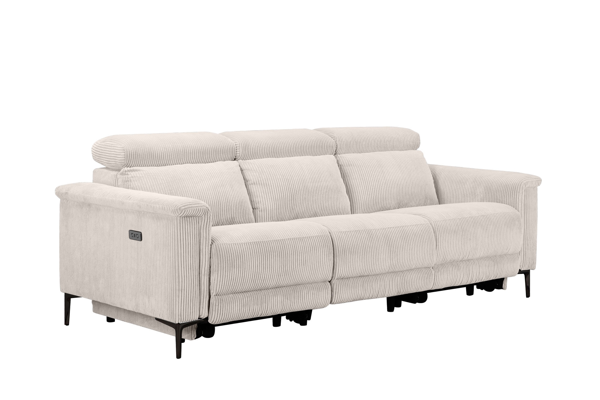 Places of Style 3-Sitzer »Lund Cord, mit manueller o. elektrischer Relaxfunktion in 2 Sitzen,«, USB-A, Kopfteilverstellung, Breite 222 cm