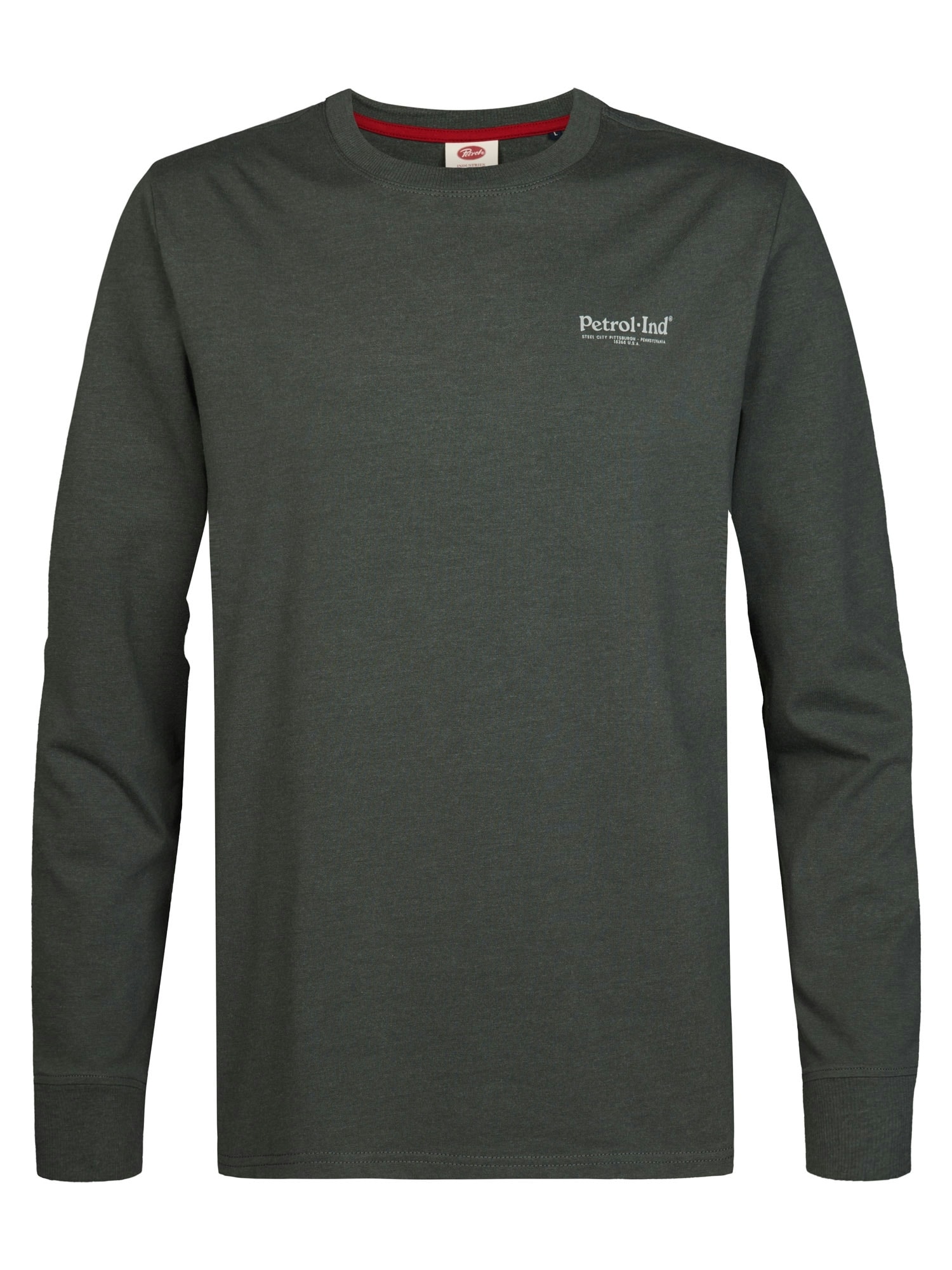 Petrol Industries Langarmshirt mit Rundhalsausschnitt, kleine Logoprägung
