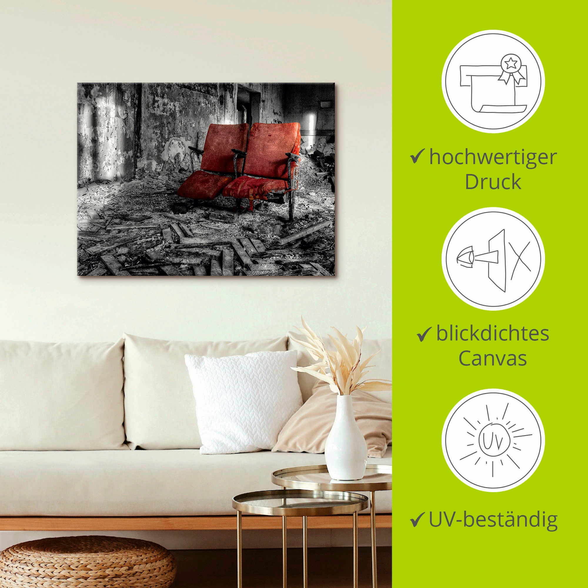 Artland Leinwandbild »Lost Place - Zusammen« Architektonische Elemente 1 Stk. tlg. auf Holzrahmen gespannt