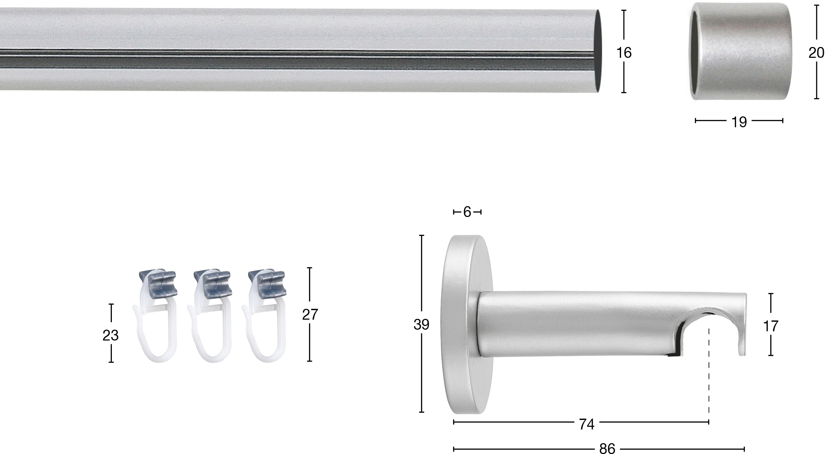 Thumbnail - GARESA Gardinenstange "SEFRA" Ø 16 mm 1 läufig-läufig Wunschmaßlänge;Dübel;Verbindungsstücke;Endstücke;Gardinenstange;Gl...