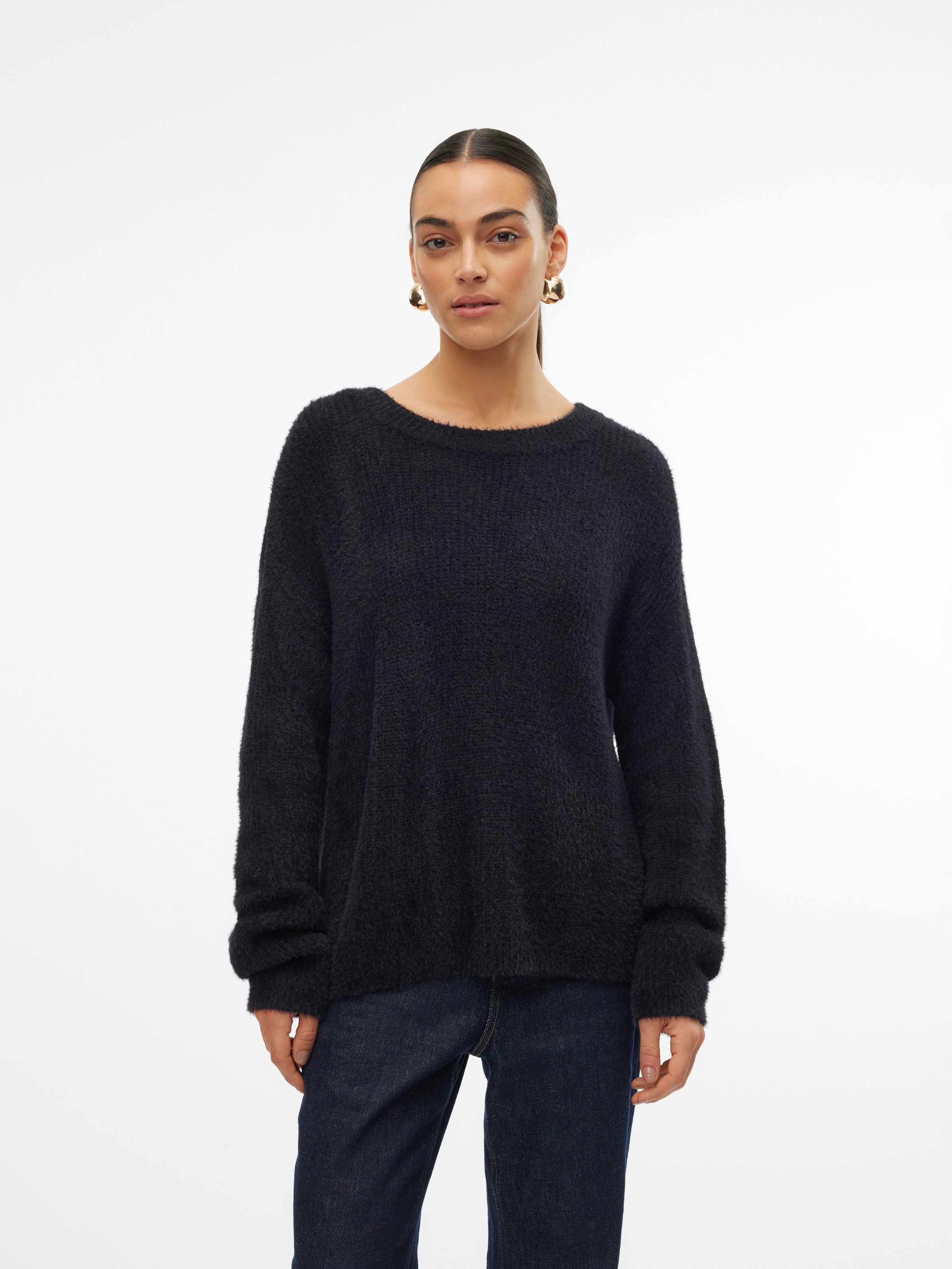 Vero Moda Strickpullover "VMPUFF LS O-NECK PULLOVER BOO" Materialmix
