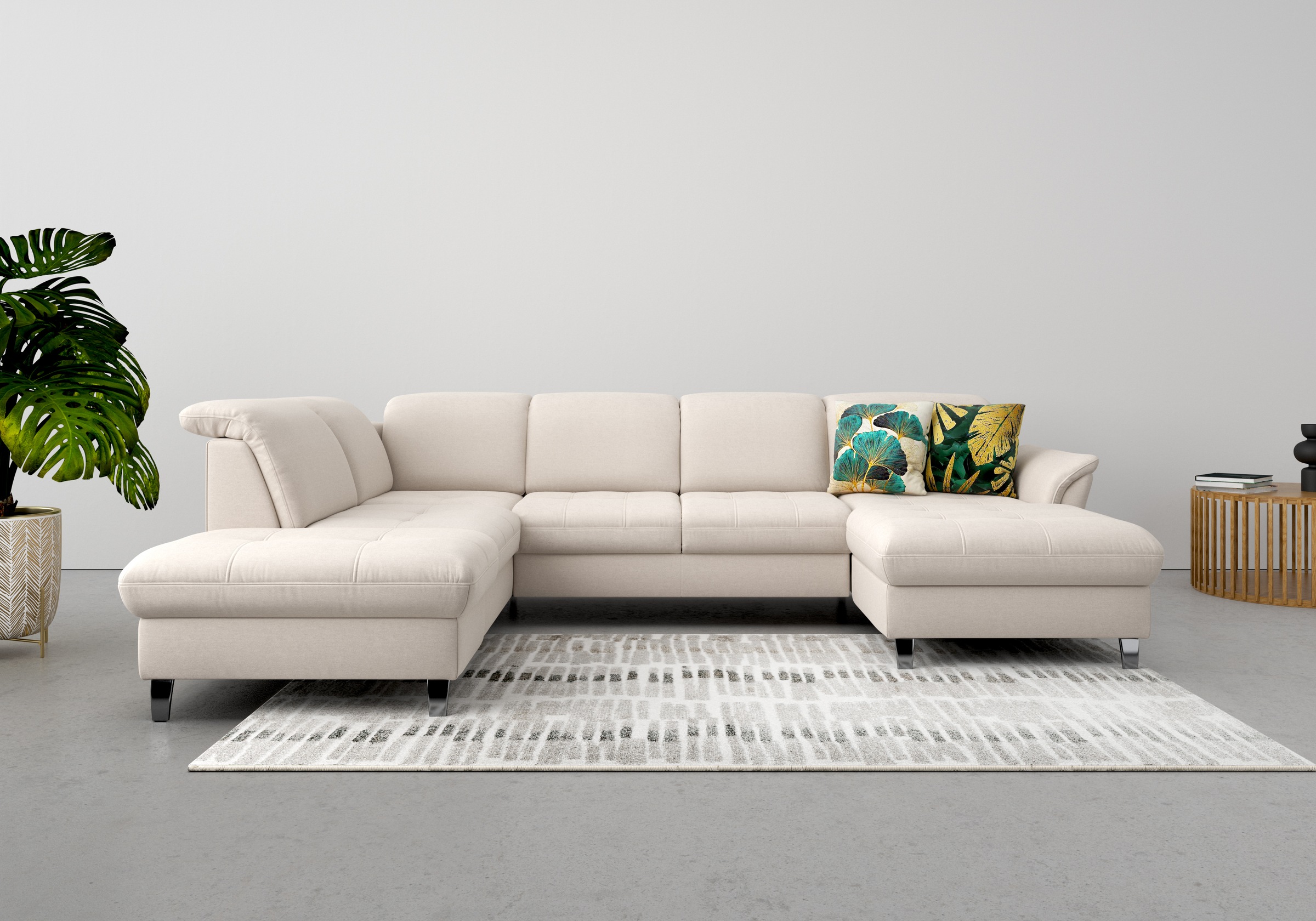 Wohnlandschaft SIT & MORE "Maggiore U-Form", grau (elefant), B:312cm H:88cm T:224cm, 95% Polyester, 5% Polyamid, Sofas, Wohnlandschaft, wahlweise mit Kopfteilverstellung, Bettfunktion und Stauraum 10