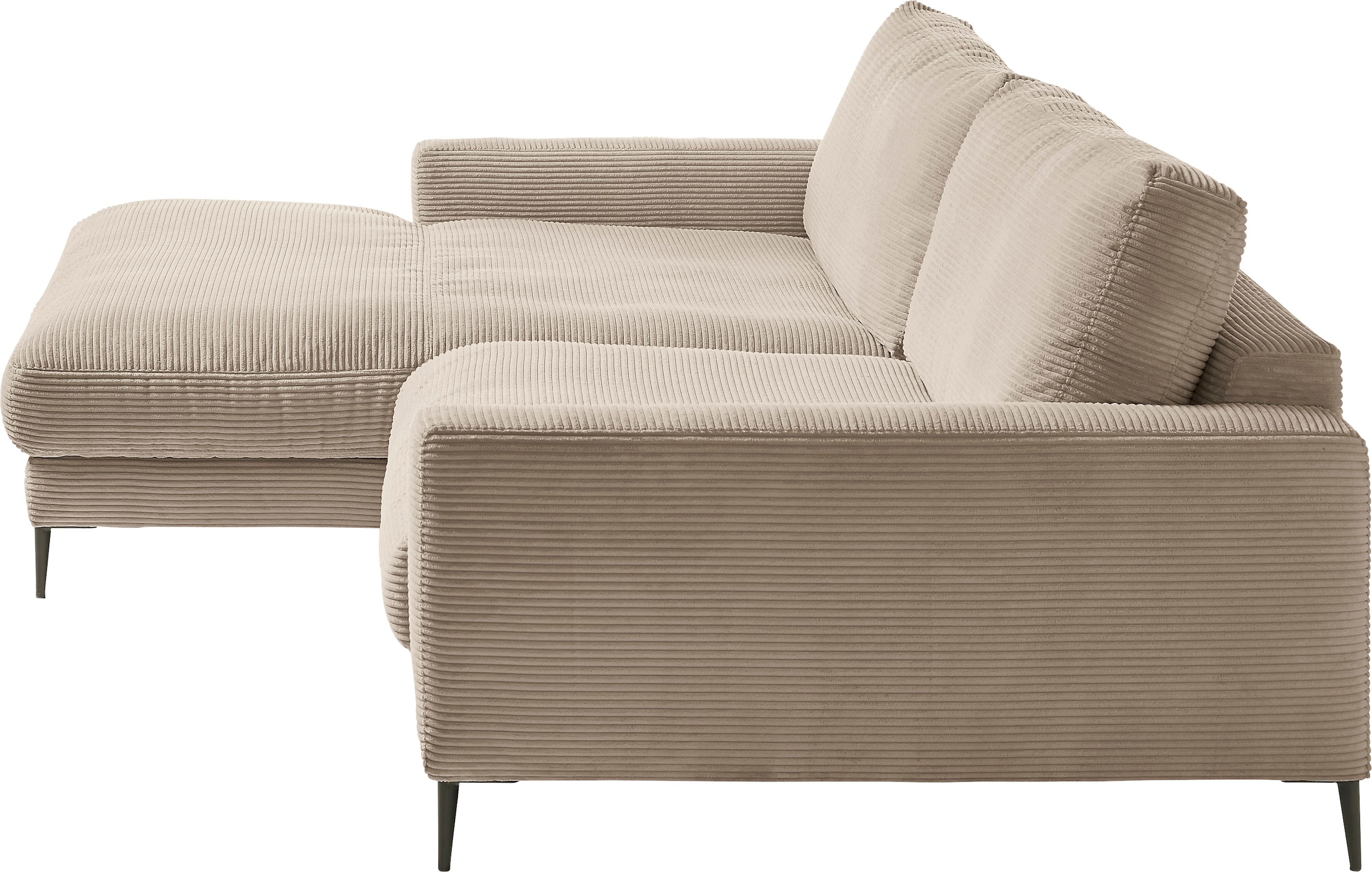 INOSIGN Ecksofa »Downtown, B/T/H: 272/190/84 cm L-Form«, weicher Sitzkomfort auch in Cord und Bouclé, incl. Zierkissen