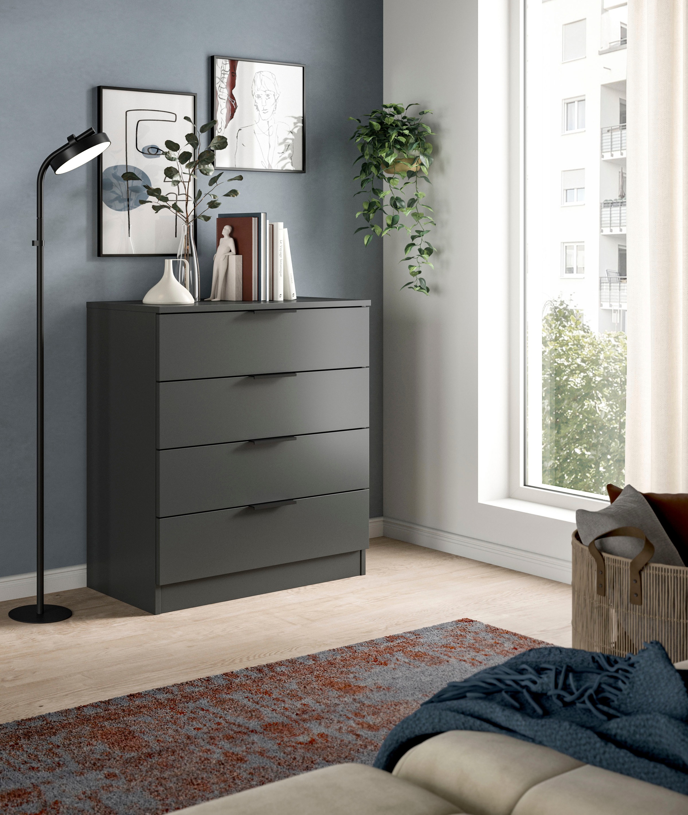 Home affaire Kommode "SKARDE, Breite 74 cm, 4 Schubkästen, viel Stauraum" i günstig online kaufen