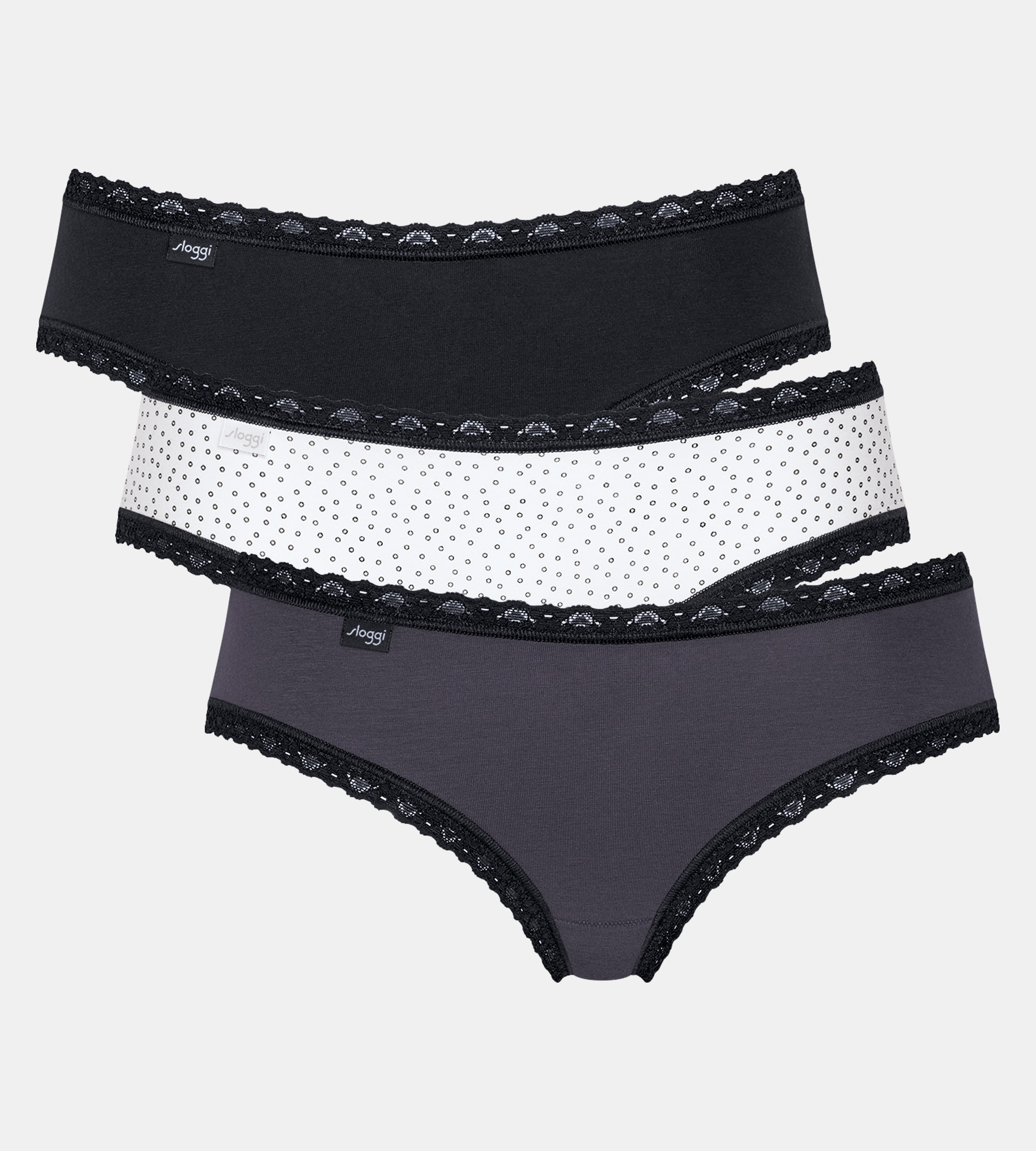 sloggi Hipster "24/7 Weekend", (3er Pack), mit flachen Spitzen-Kanten, Baum günstig online kaufen