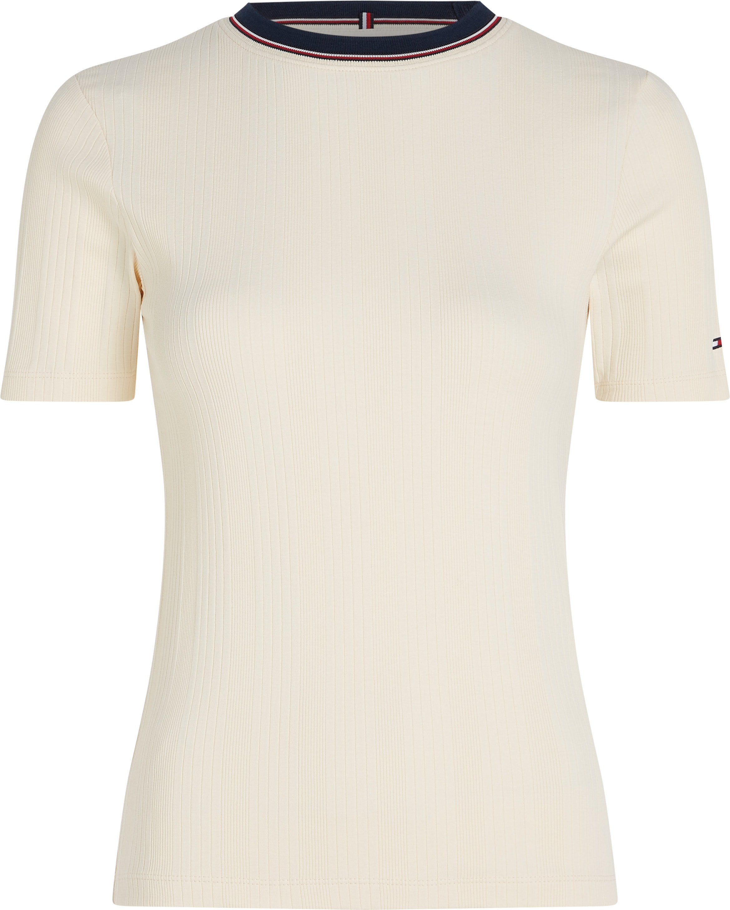 Tommy Hilfiger T-Shirt »RWB SLIM TEE SS C-NK«, mit Kontrast-Details, Struktur