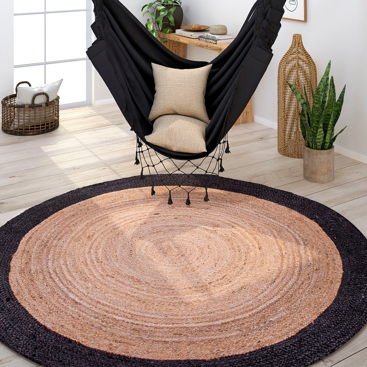 Paco Home Teppich "Viborg 594" rund 6 mm Höhe Jute, Modern, Boho, Ethno, Ha günstig online kaufen