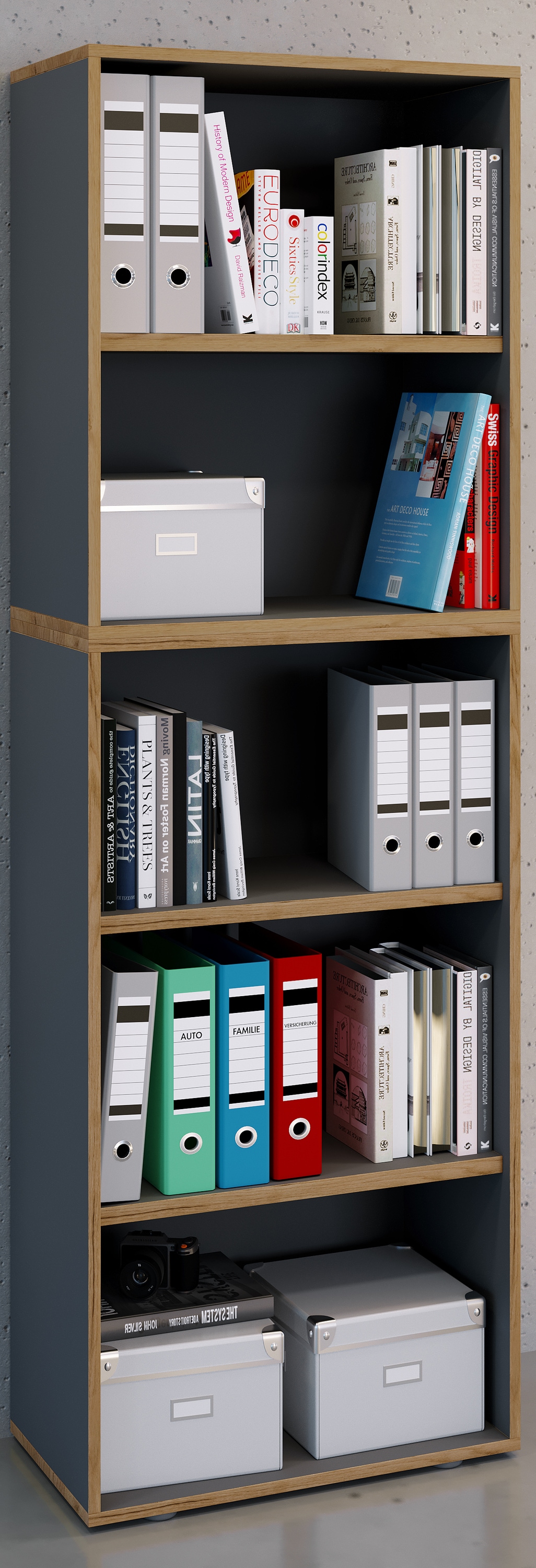 VCM Aktenregal »VCM Holzregal stehend | platzsparender Aktenschrank | Maße ca. B. 60 x H. 183 x T. 33 cm | Elegantes Regal | Büroregal ¿ Salia 5fach B. 60 cm«