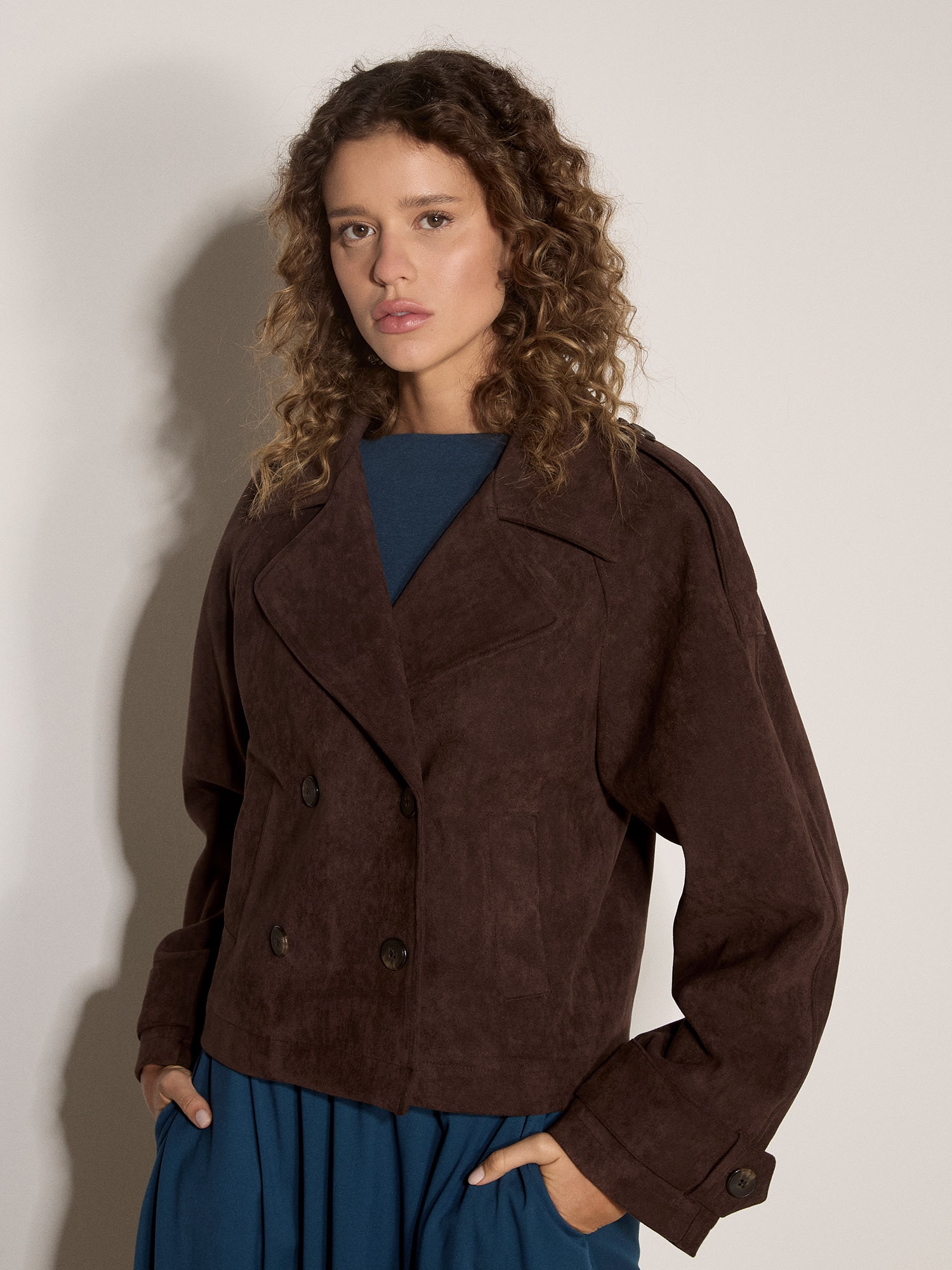 Apricot Kurzjacke »Kurze Trenchcoat-Jacke« aus Suedette
