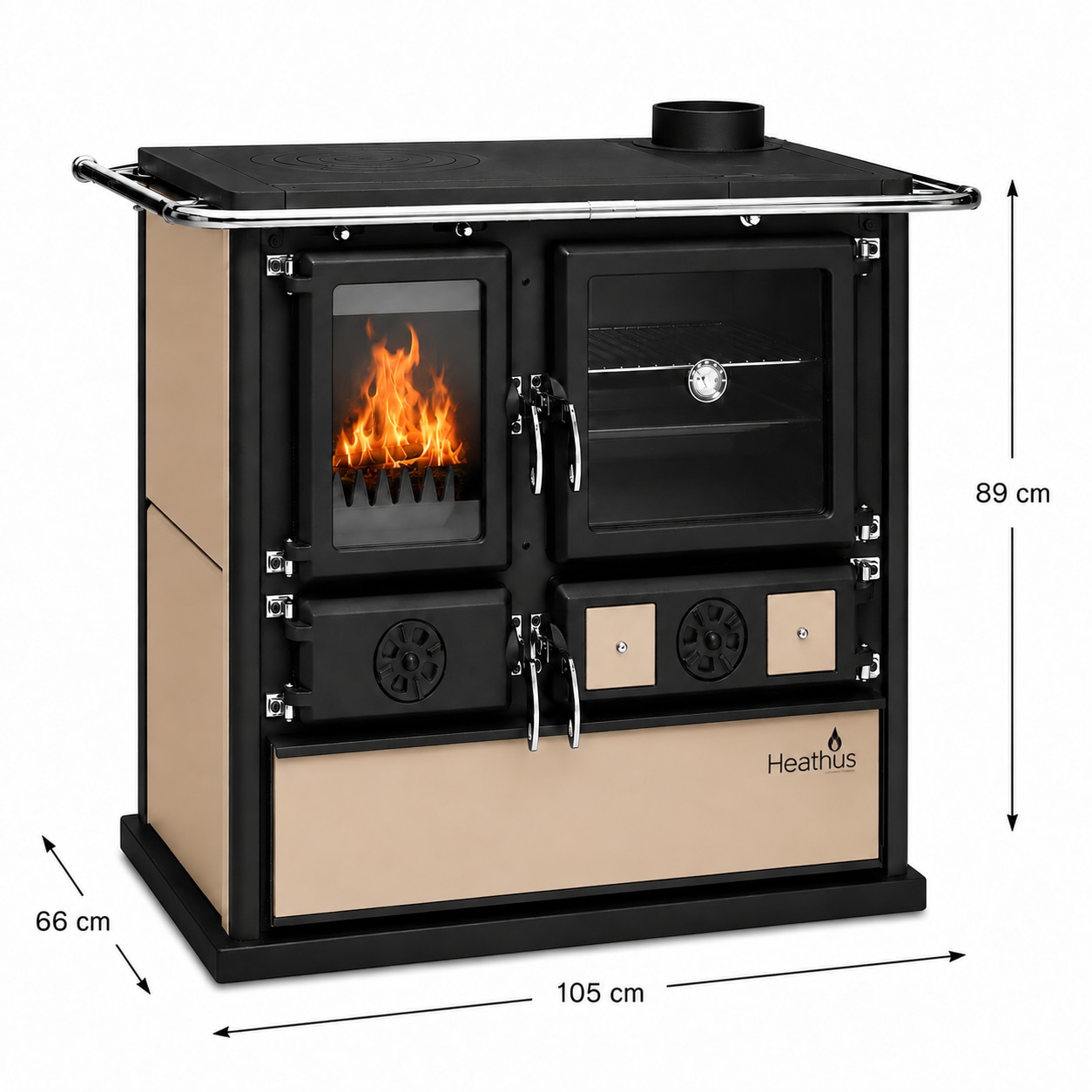   Festbrennstoffherd »Cook Premium Beige« Küchenofen, Ofenherd zum Heizen, Kochen & Backen