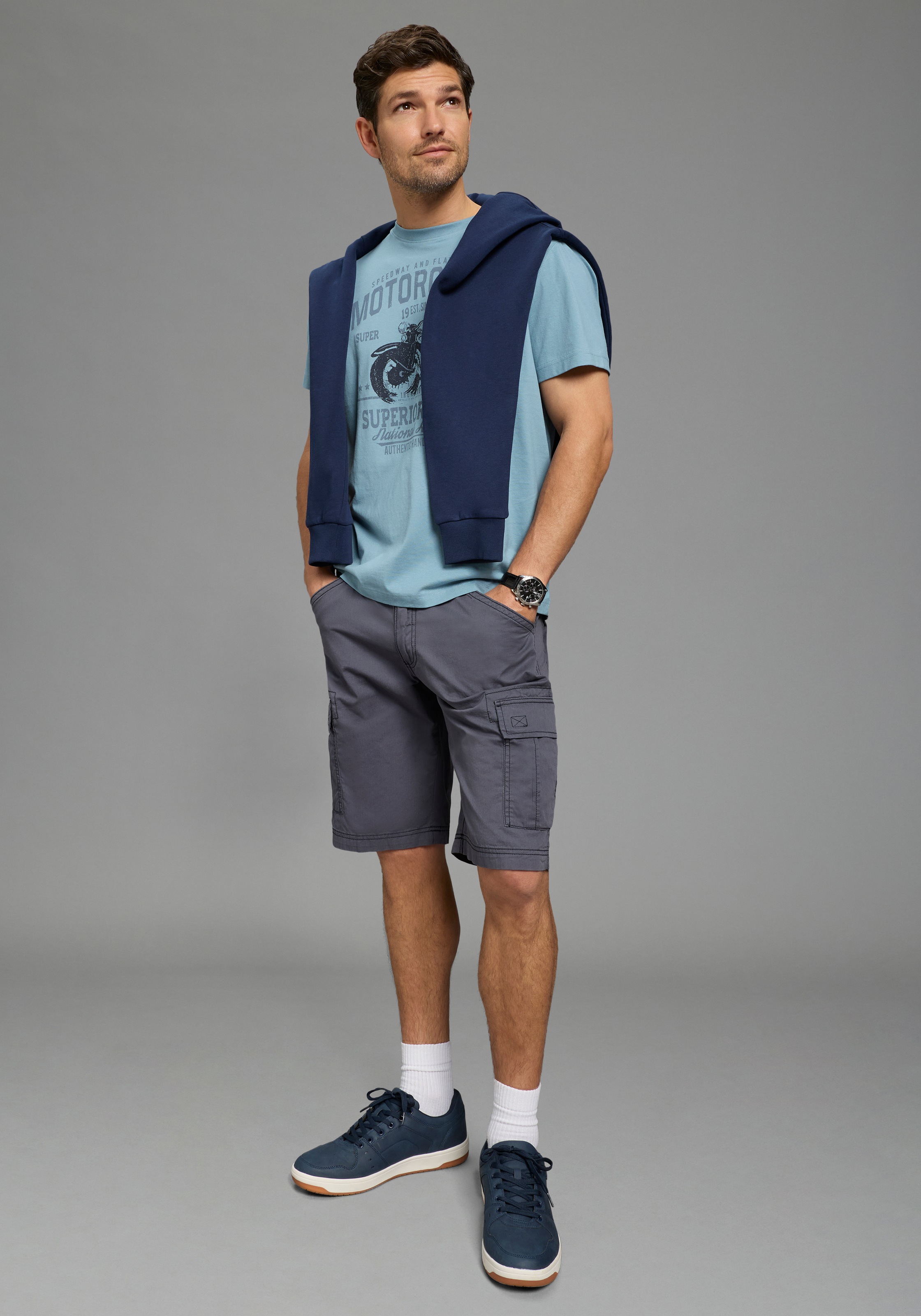 T-Shirt ARIZONA, Herren, Gr. 3XL (64/66), blaugrau, Single Jersey, Obermaterial: 100% Baumwolle, bedruckt, normal, Rundhals, Shirts T-Shirt, Kurzarm, lässige Passform, bedruckt, Rundhals, casual 3