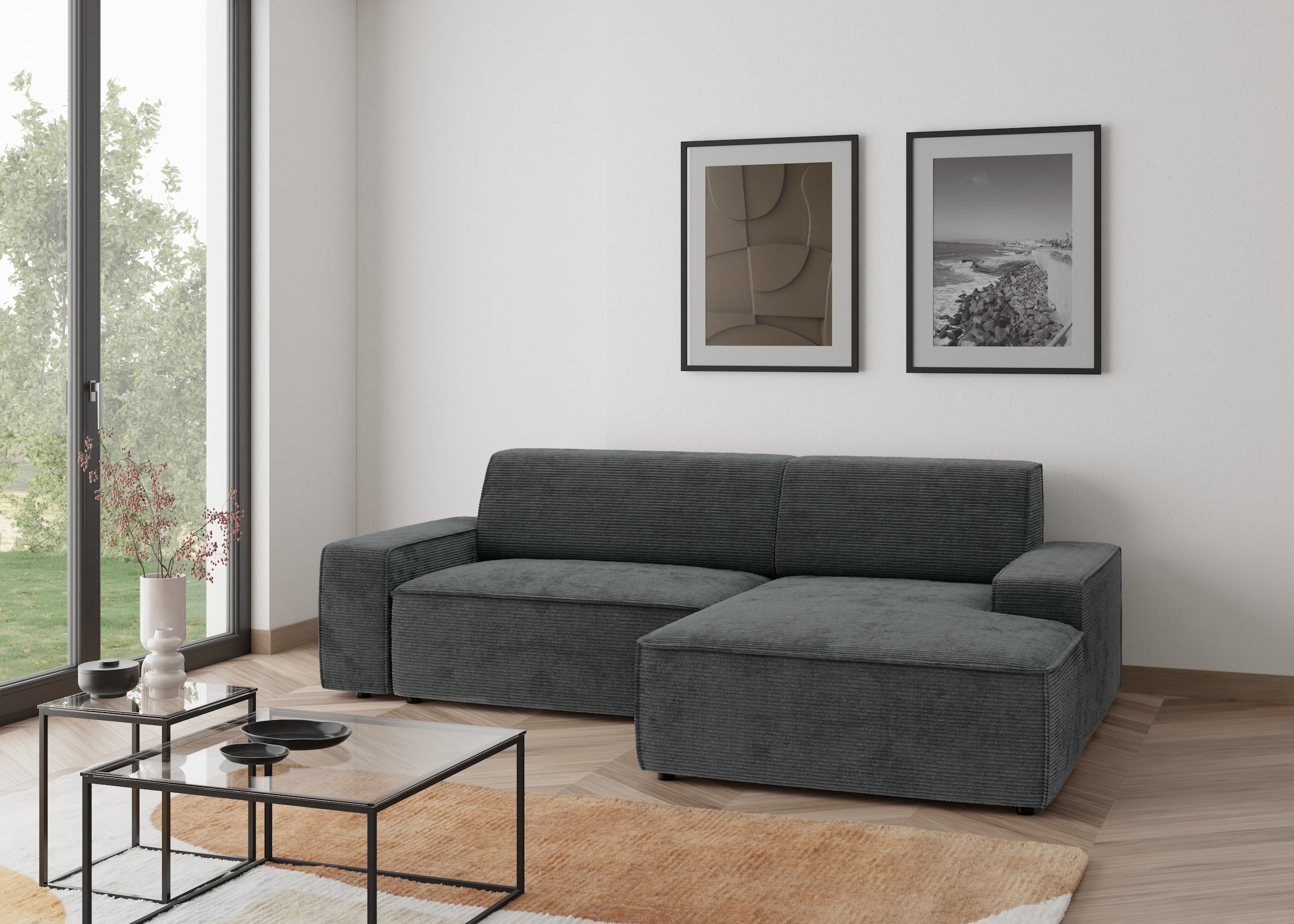TRENDMANUFAKTUR Ecksofa "Graz, wahlweise mit Sitzvorschub und Bettkasten, L günstig online kaufen