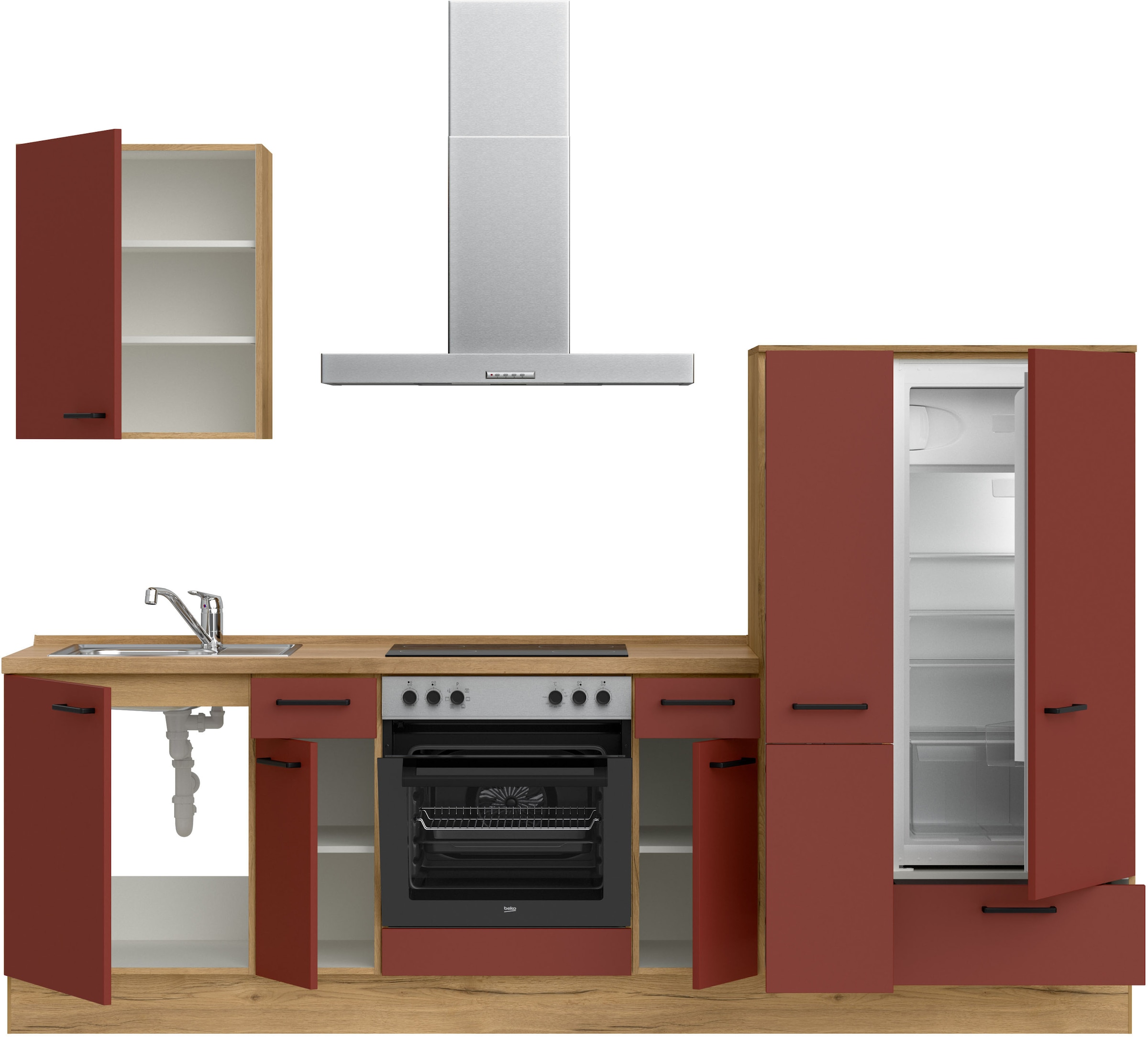 nobilia® Küchenzeile »"Easytouch I"« vormontiert, Ausrichtung wählbar, Breite 270 cm, wahlw. mit E-Geräten