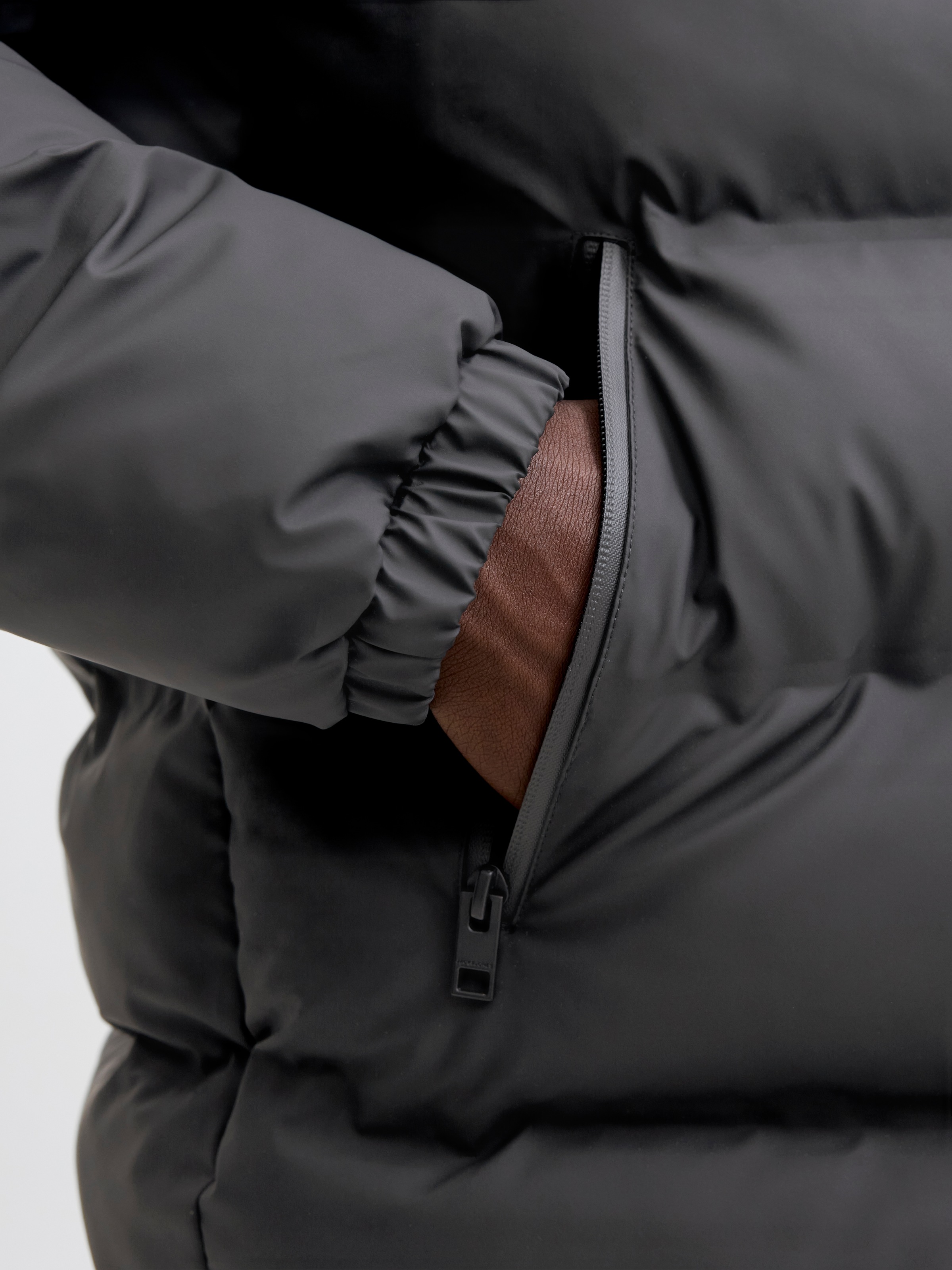 Jack & Jones Steppjacke »JJELEMENTS PU PUFFER SN« mit Kapuze