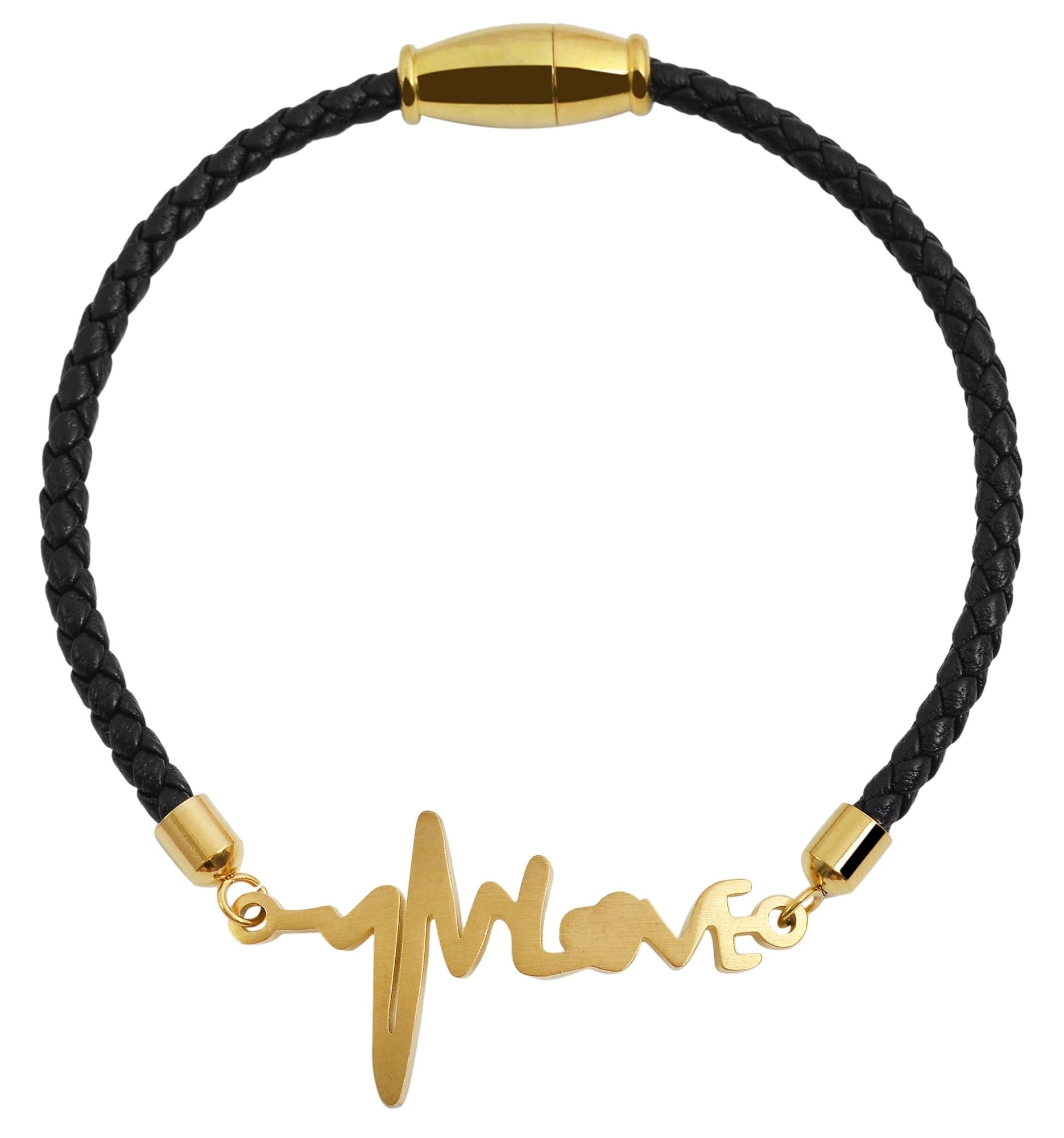 ADELIA ́S Damen Armreif "Armband – Armreif aus Leder 17 cm", 17cm, Leder, gold, Leder, Armbänder, Ideal zum Verschenken – schlicht und stilvoll