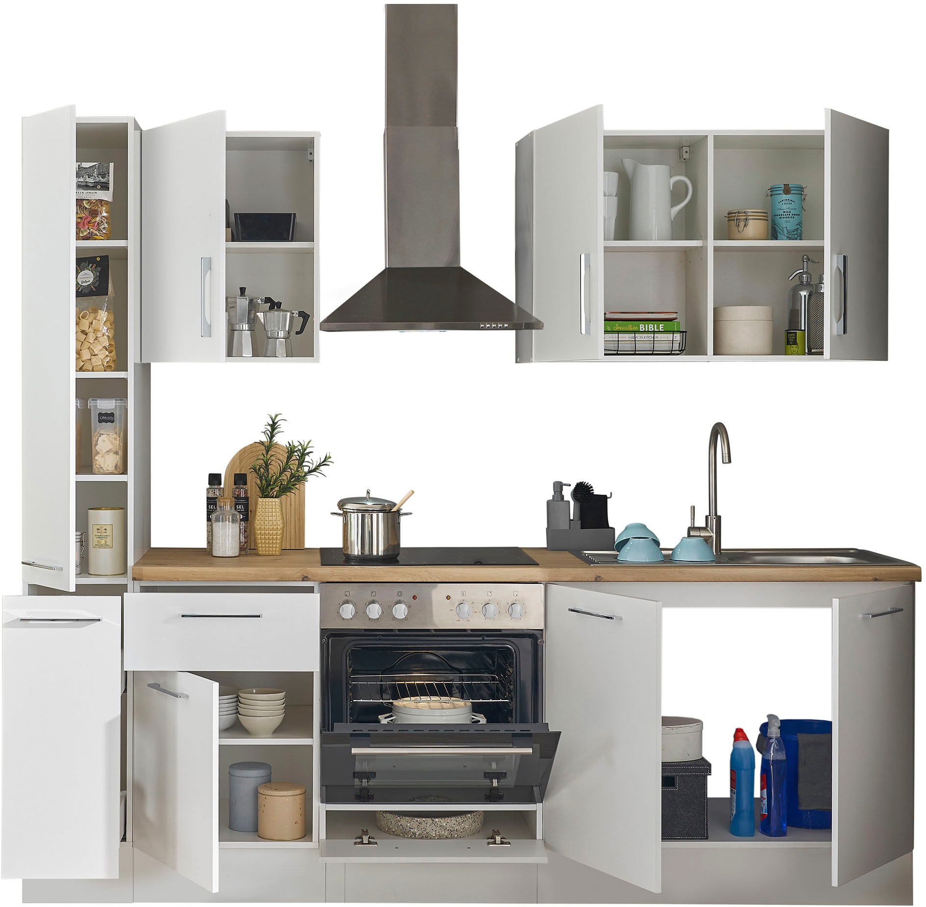 BASIC by Balculina Küchenzeile »Turin« Breite 240 cm, wahlweise mit E-Geräten