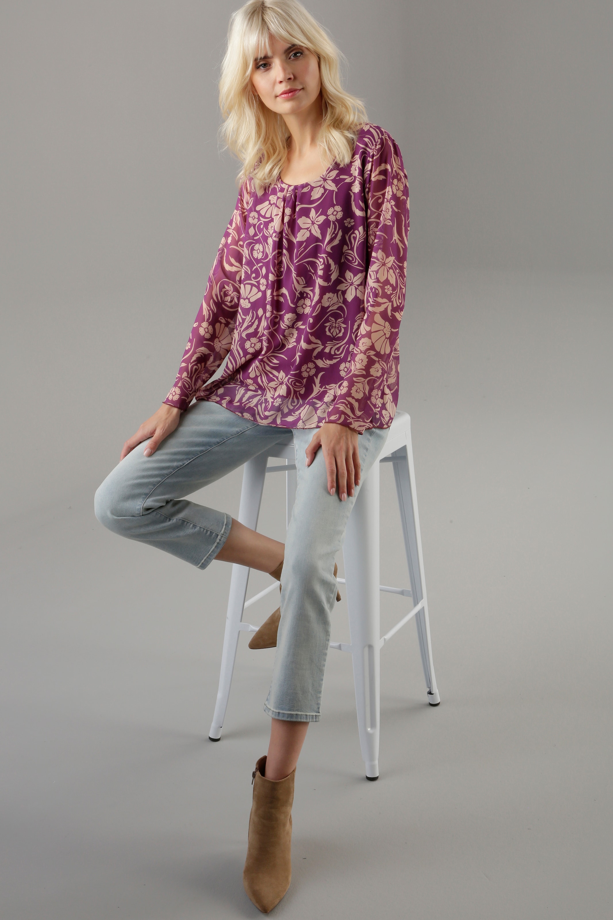Aniston SELECTED Schlupfbluse, mit leicht transparenten Ärmeln - NEUE  KOLLEKTION für kaufen | BAUR
