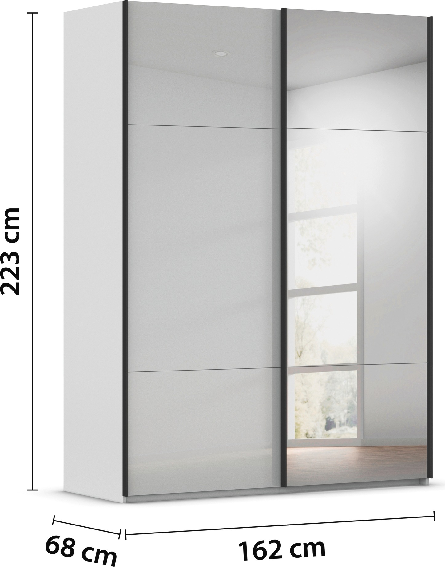 rauch Schwebetürenschrank »Kleiderschrank Schrank Garderobe Schlafzimmerschrank CONTIDO«, (in 3 verschiedenen Ausstattungen BASIC/CLASSIC/PREMIUM), aus hochwertigem Material in 6 Breiten 2 Griff-Farben MADE IN GERMANY