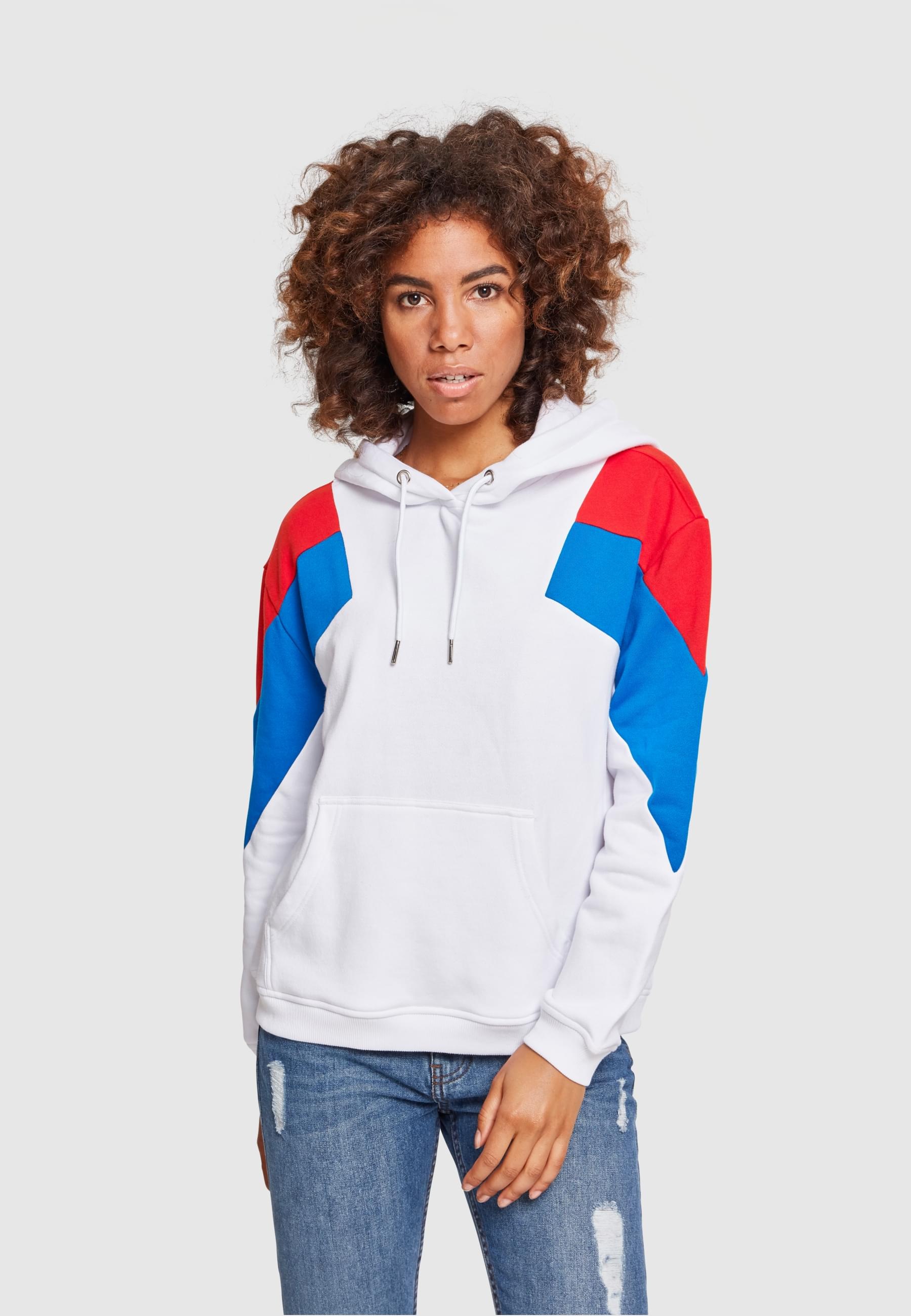 URBAN CLASSICS Rundhalspullover »Urban Classics Damen Ladies Oversize 3-Tone Block Hoody«, (1 tlg.)