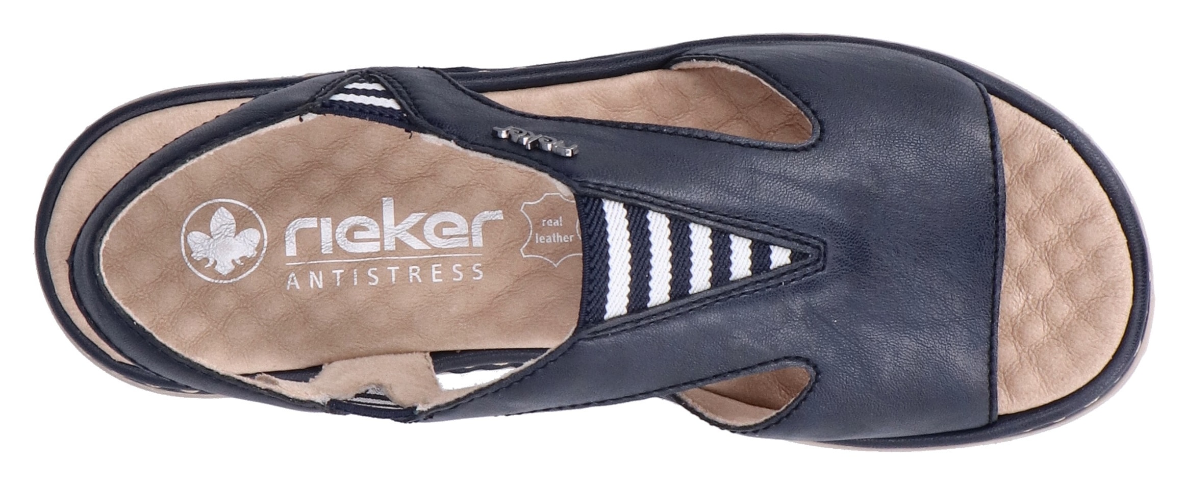 Rieker Sandale, Sommerschuh, Sandalette, Schlupfschuh mit kontrastfarbener Ziernaht