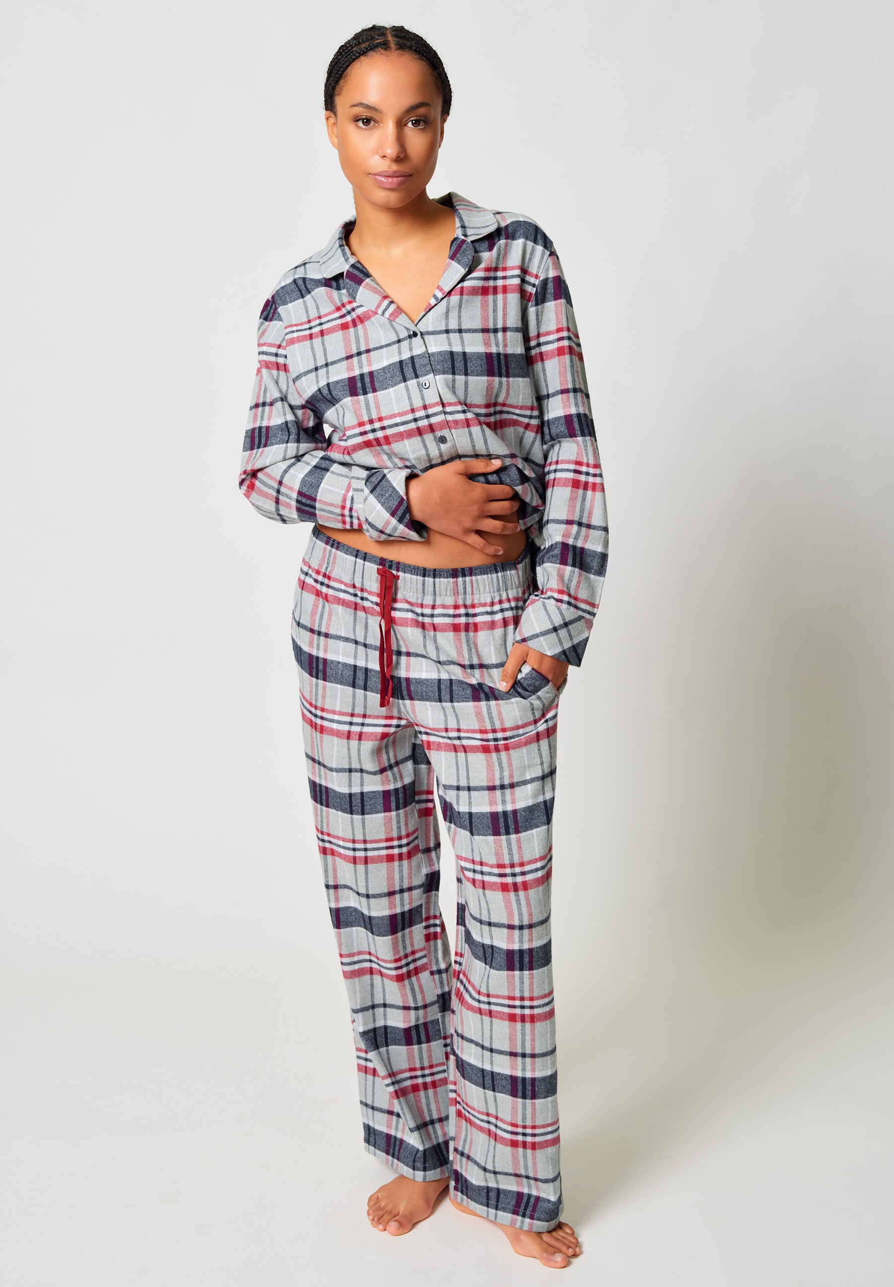 Skiny Pyjama "Night In Skiny Flanell" 2 tlg. wärmend, Cotton, kuschelig wei günstig online kaufen