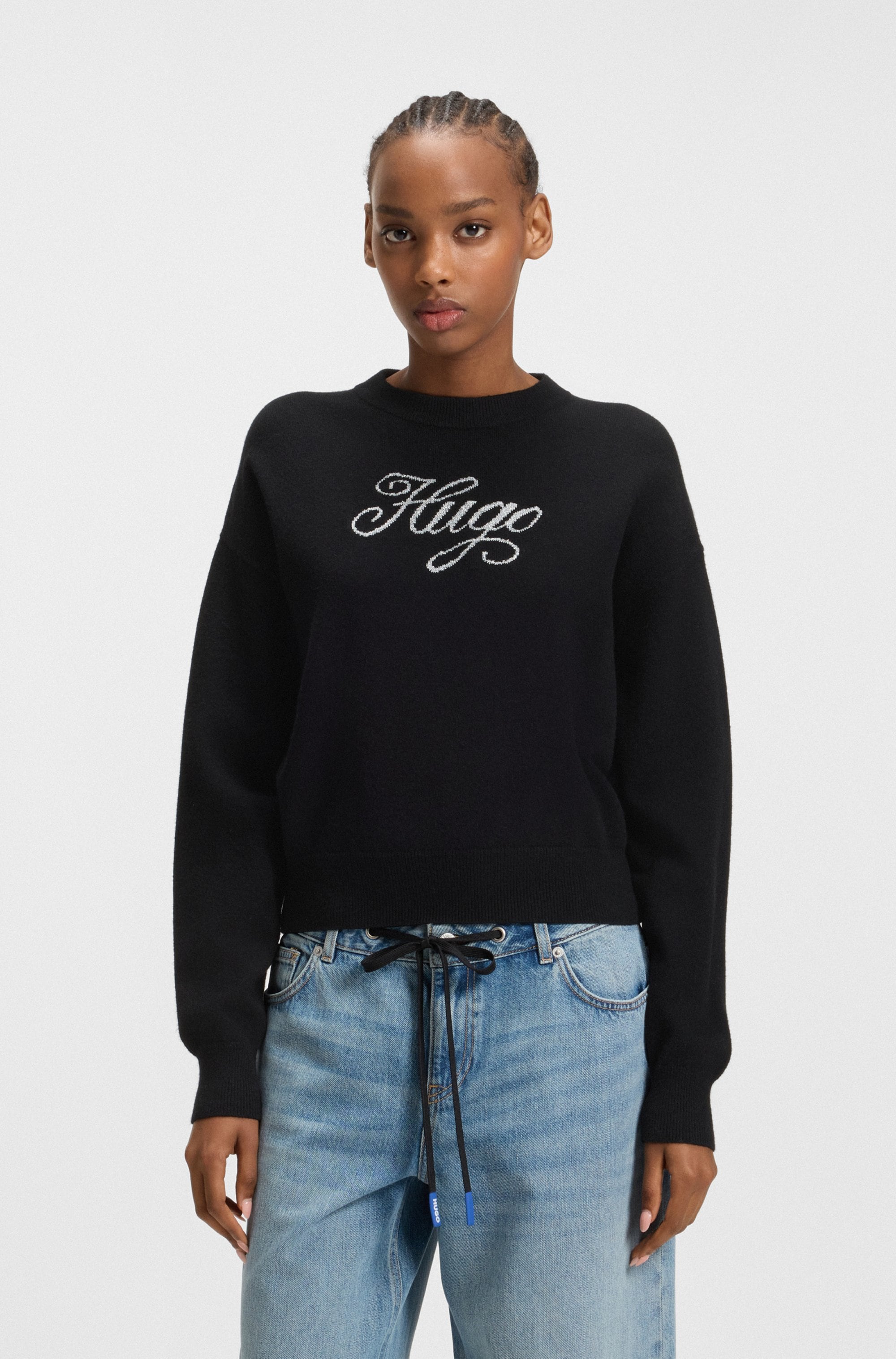 HUGO Blue Strickpullover "Slogix" mit Swirl-Logo günstig online kaufen