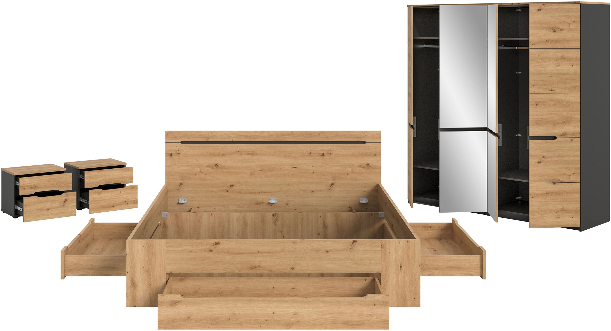 Home affaire Schlafzimmer-Set "REHAT, 4-teilig, best. aus: Bett, Kleidersch günstig online kaufen