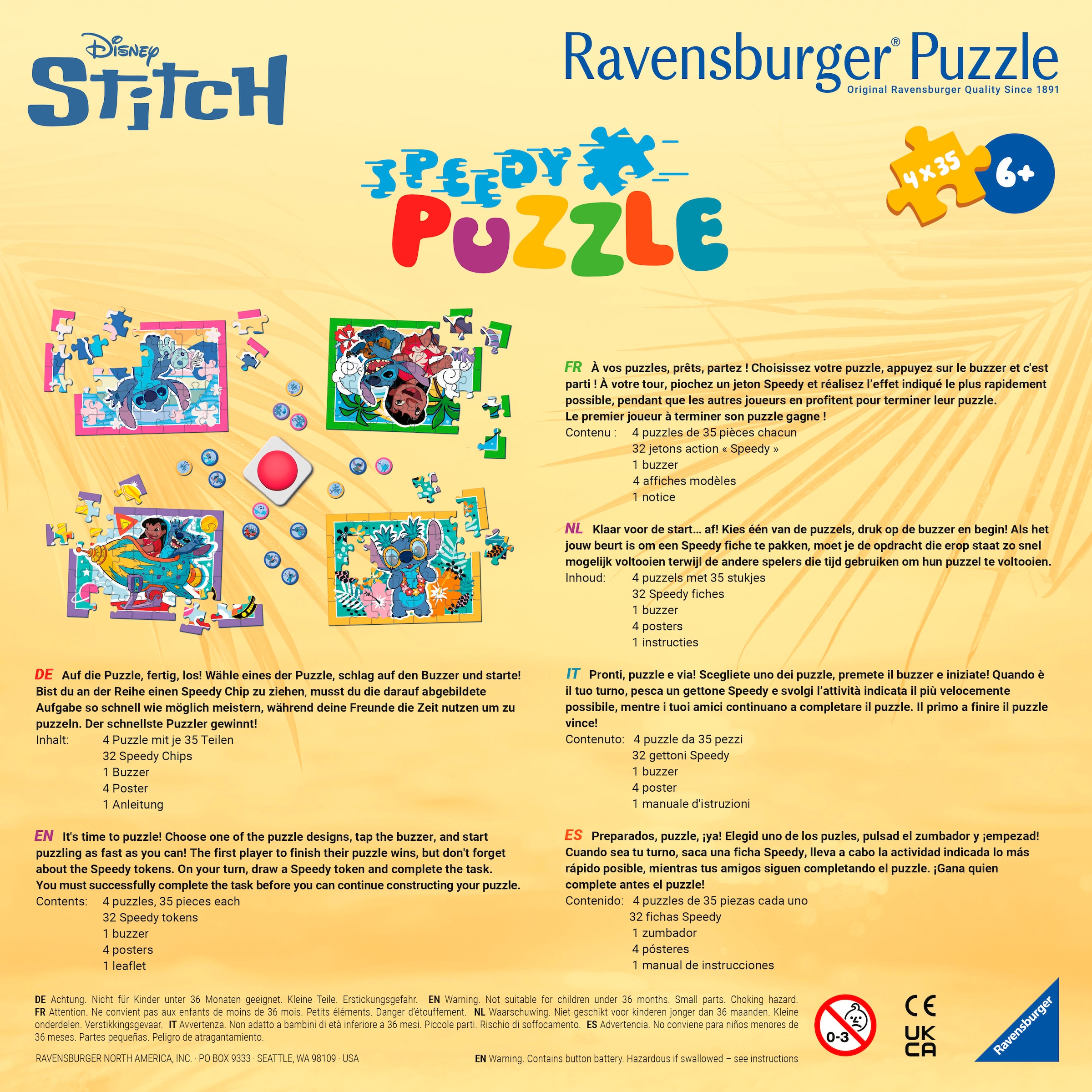 Ravensburger Puzzle »Speedy Puzzle, Disney Stitch, Stitch«, Made in Europe