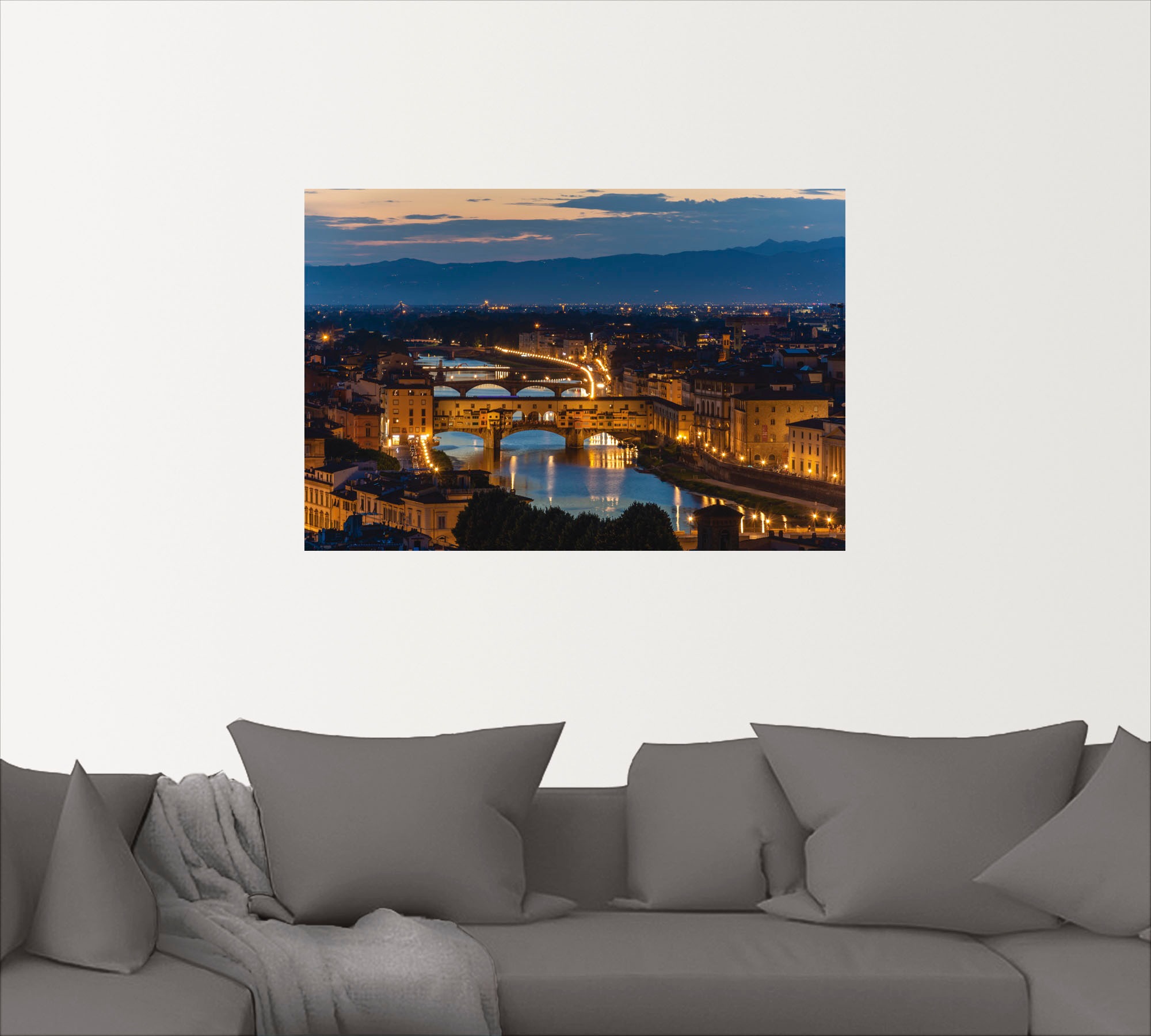 Artland Wandbild »Brücke Ponte Vecchio über dem Arno in Florenz«, Florenz, (1 St.), als Alubild, Leinwandbild, Wandaufkleber oder Poster in versch. Größen